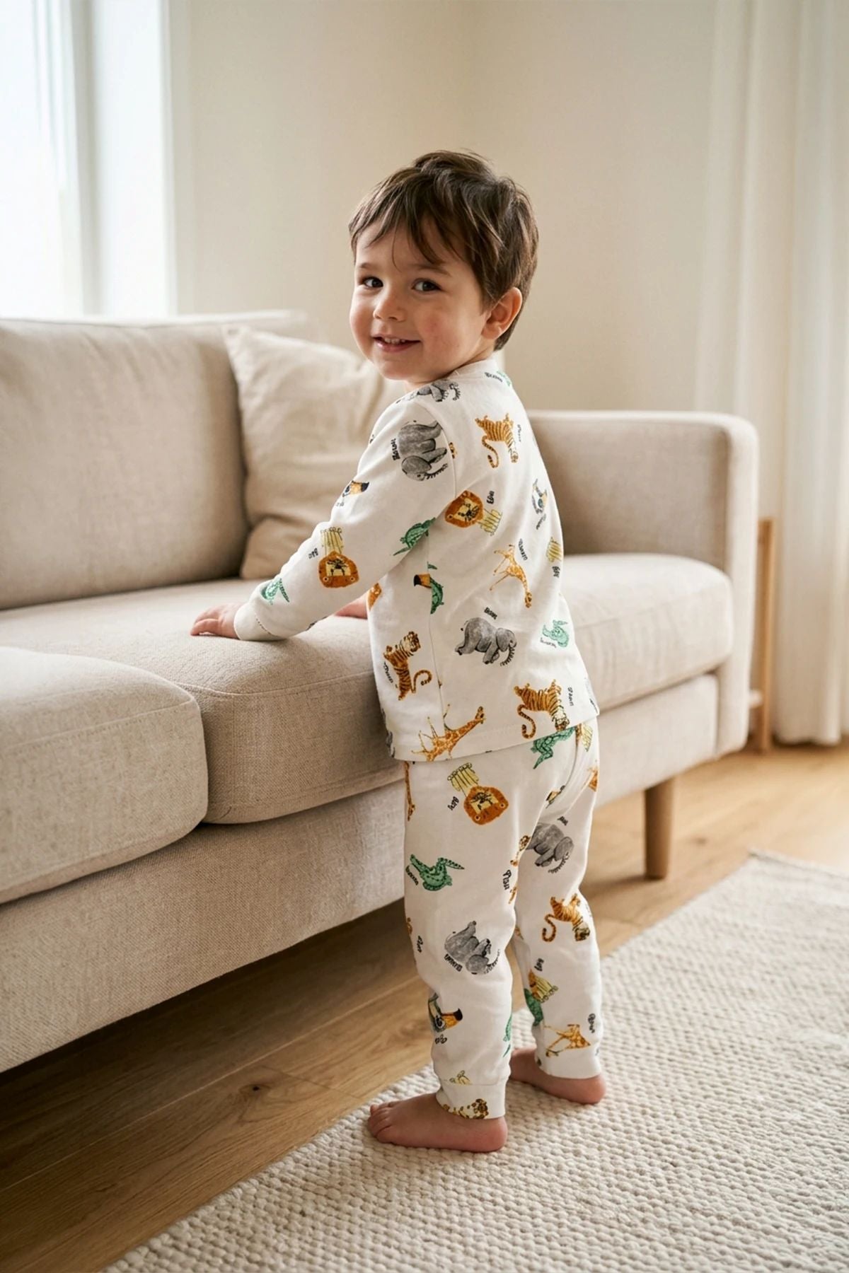 Erkek Çocuk %100 Pamuk Süprem Kumaş Uzun Kollu Mevsimlik Pijama Takımı