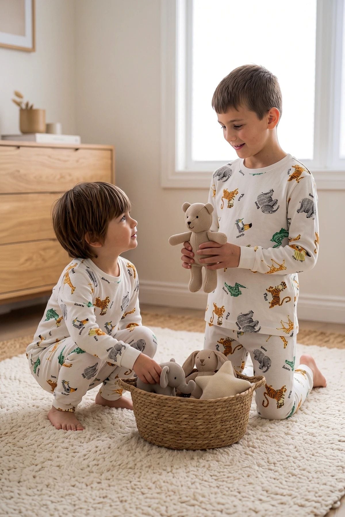 Erkek Çocuk %100 Pamuk Süprem Kumaş Uzun Kollu Mevsimlik Pijama Takımı