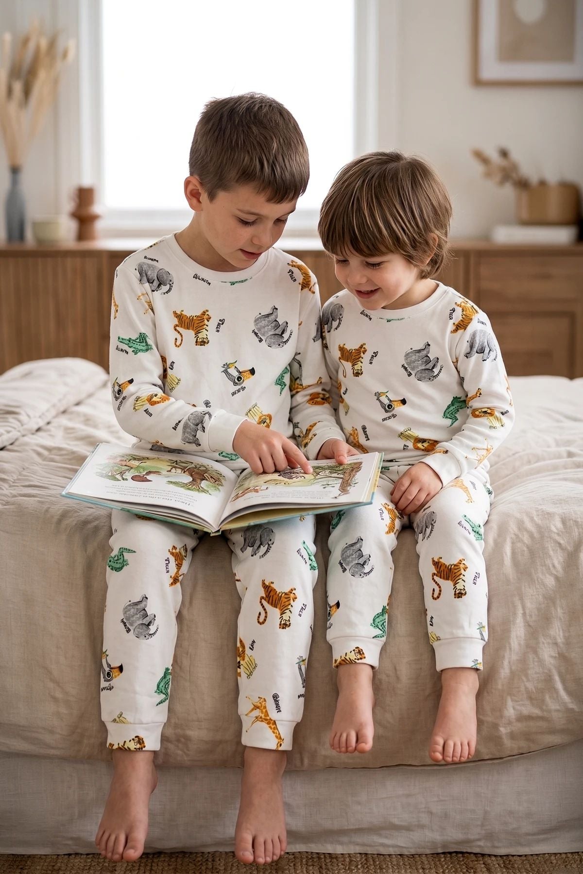 Erkek Çocuk %100 Pamuk Süprem Kumaş Uzun Kollu Mevsimlik Pijama Takımı