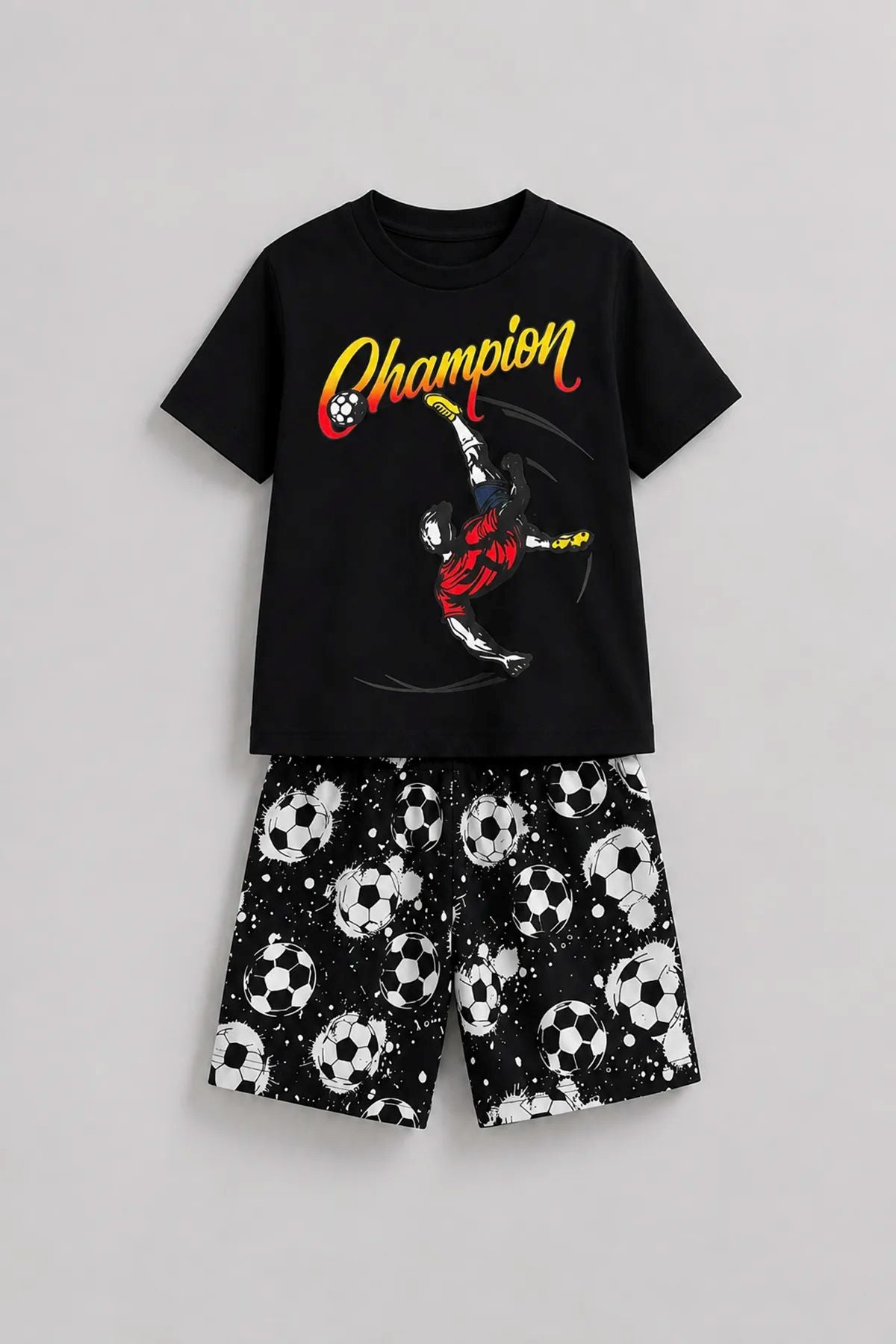 Erkek Çocuk Champion Futbol Baskılı Şort Alt - Üst Takım