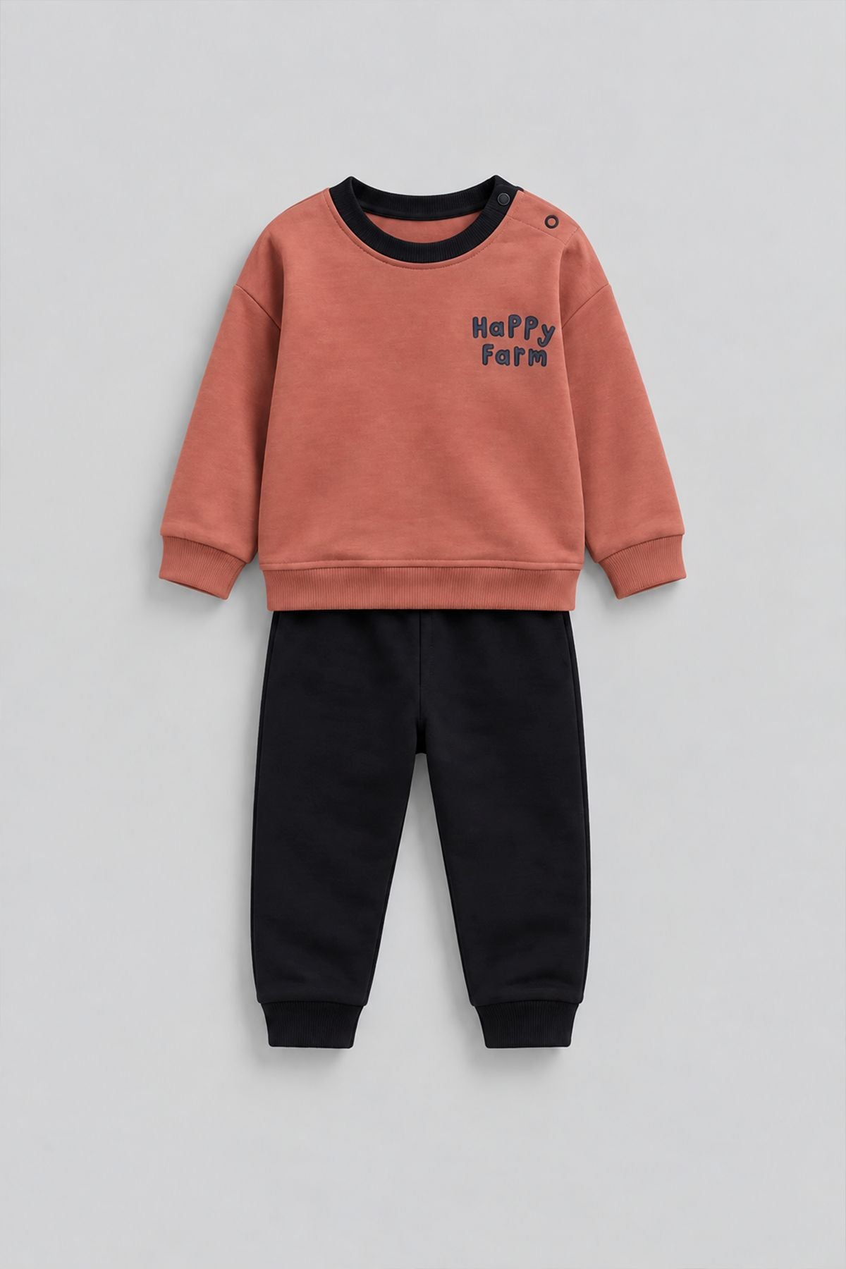 Happy Farm Baskılı Erkek Bebek Sweatshirt Eşofman Alt Üst Takım