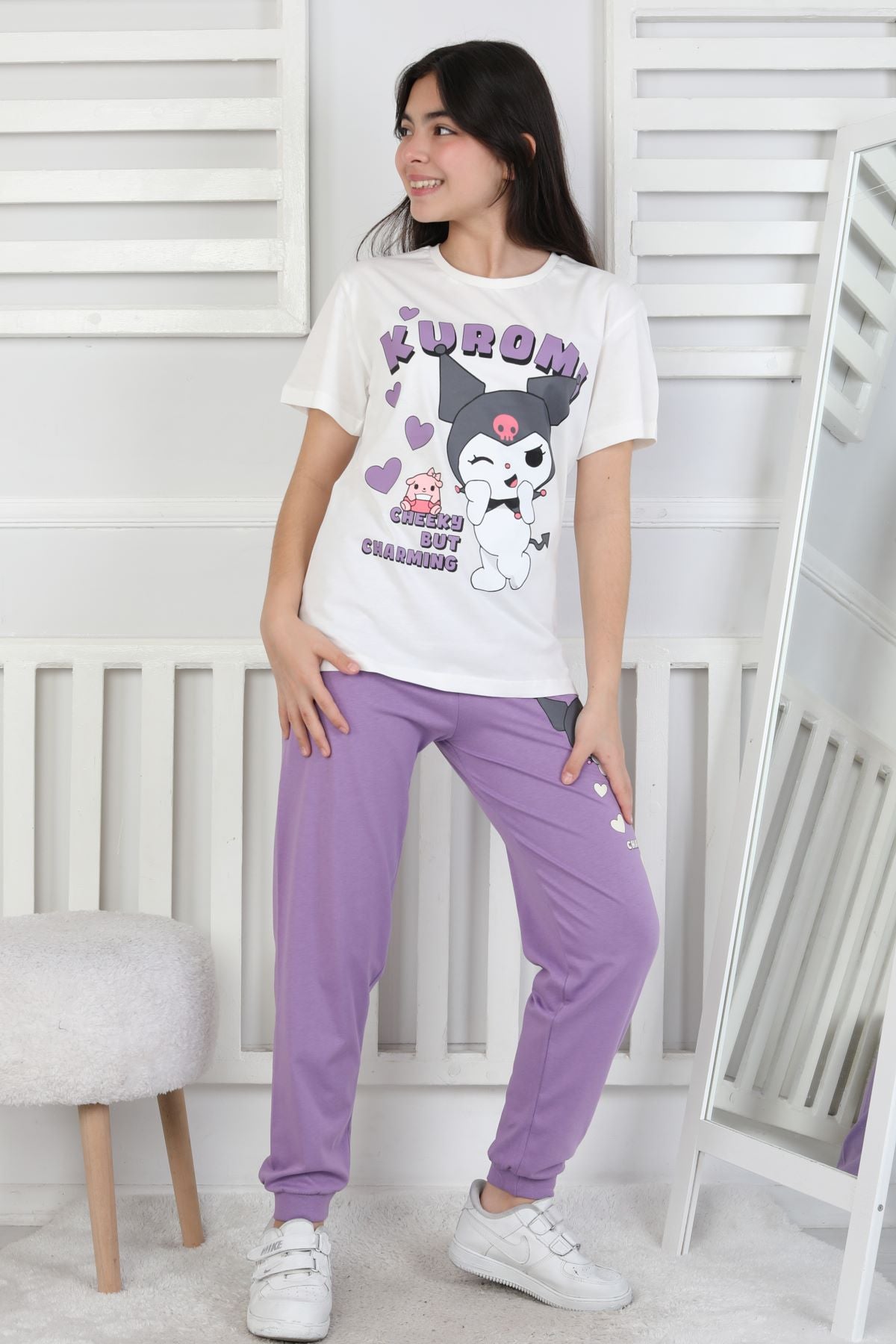 Friends are Forewer Yazılı Kısa Kollu Kız Çocuk Pijama Takımı