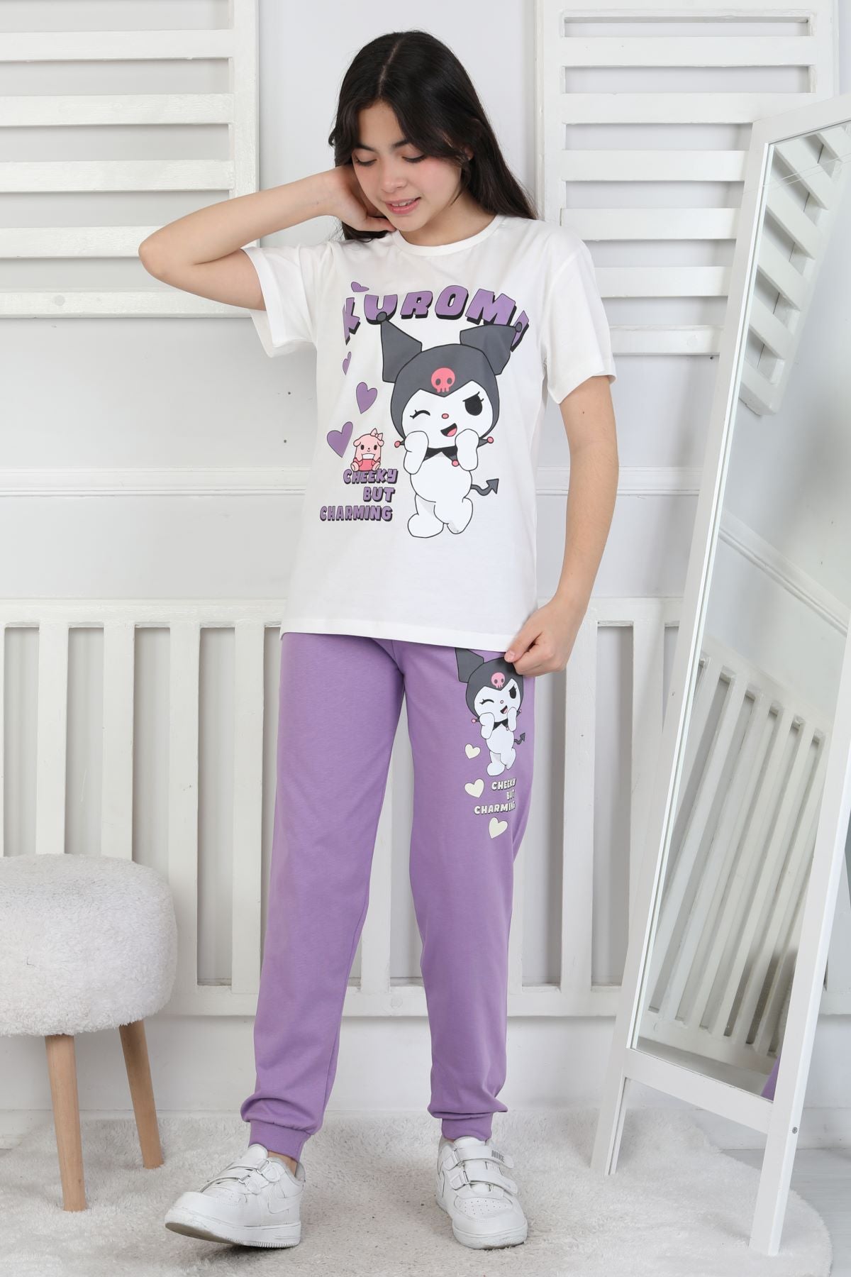 Friends are Forewer Yazılı Kısa Kollu Kız Çocuk Pijama Takımı