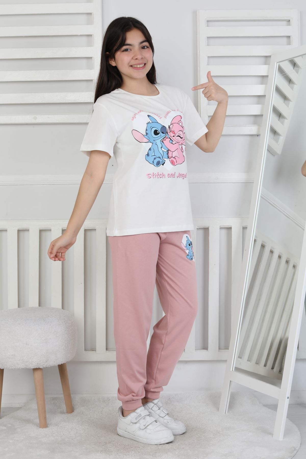 Friends are Forewer Yazılı Kısa Kollu Kız Çocuk Pijama Takımı