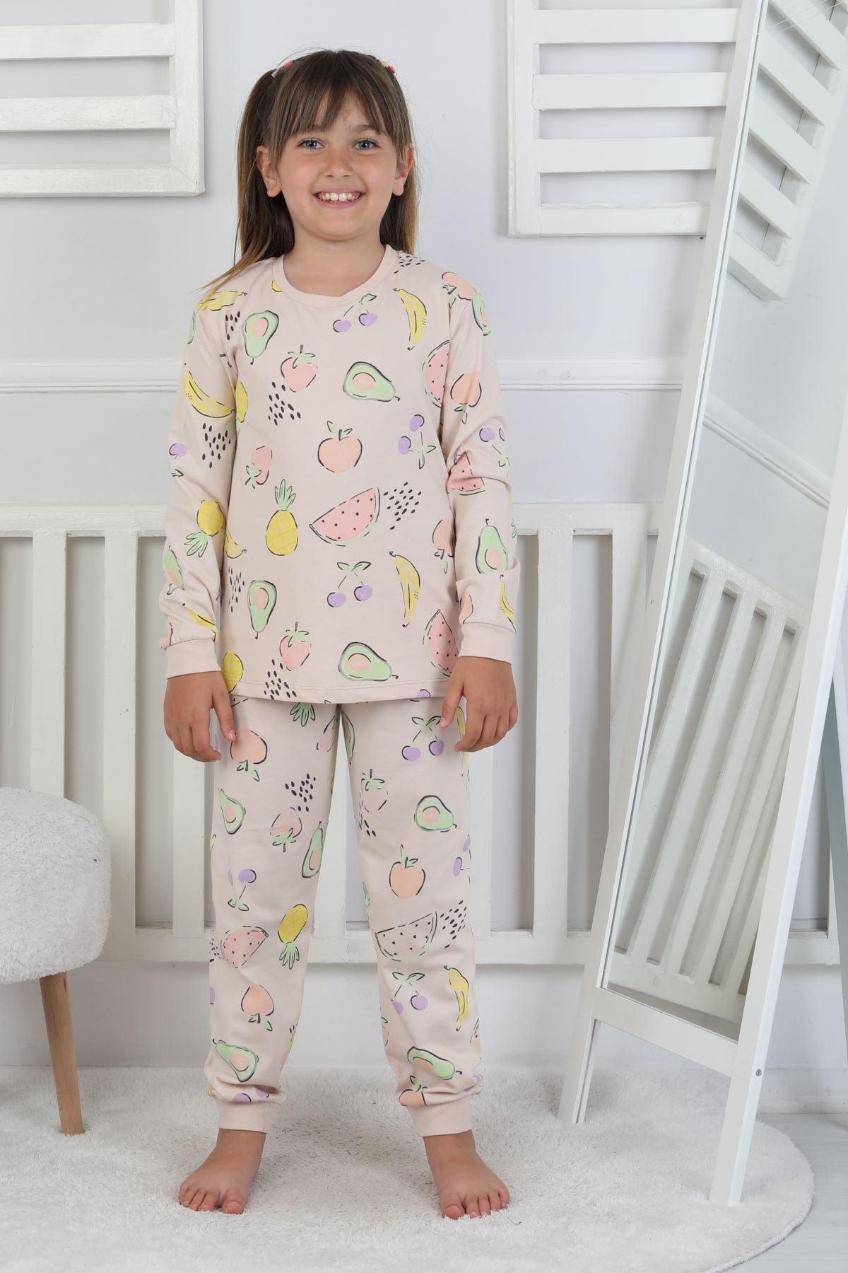 Fruit Patterned Kız Çocuk Pijama Takımı