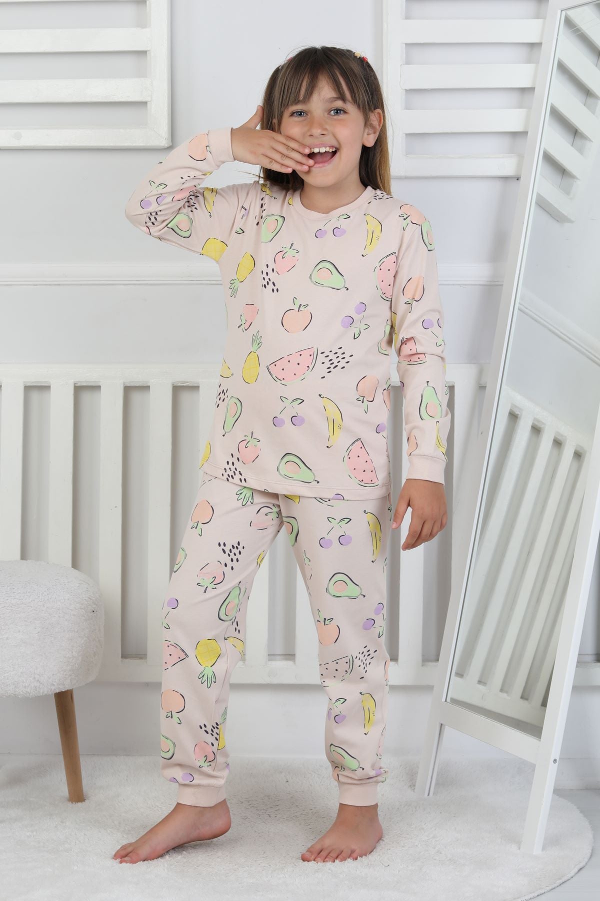 Fruit Patterned Kız Çocuk Pijama Takımı