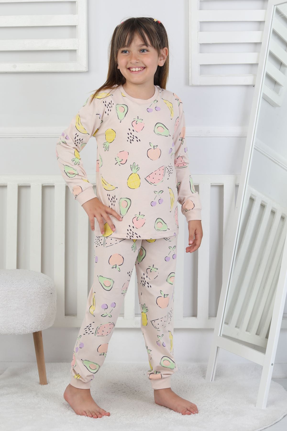 Fruit Patterned Kız Çocuk Pijama Takımı
