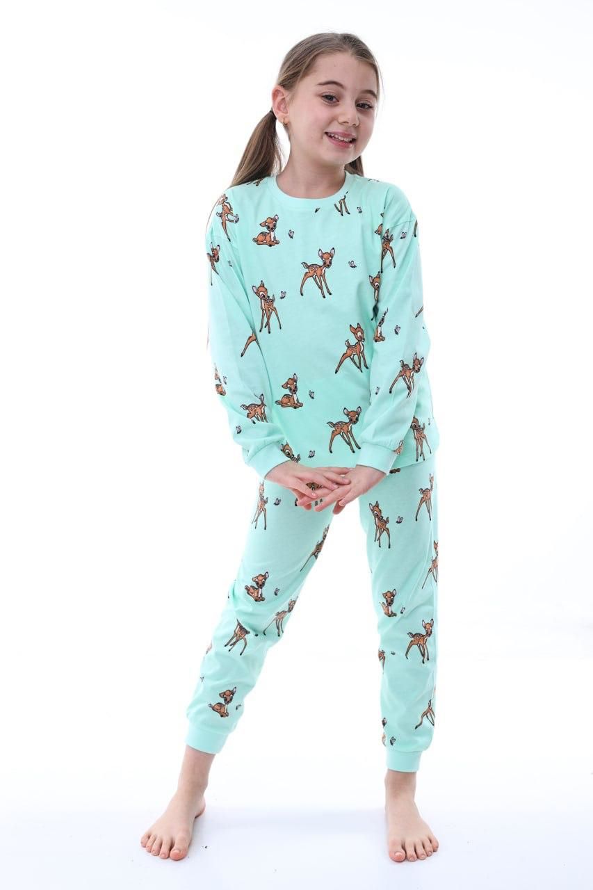 Geyik Desenli Kız Çocuk Pijama Takımı