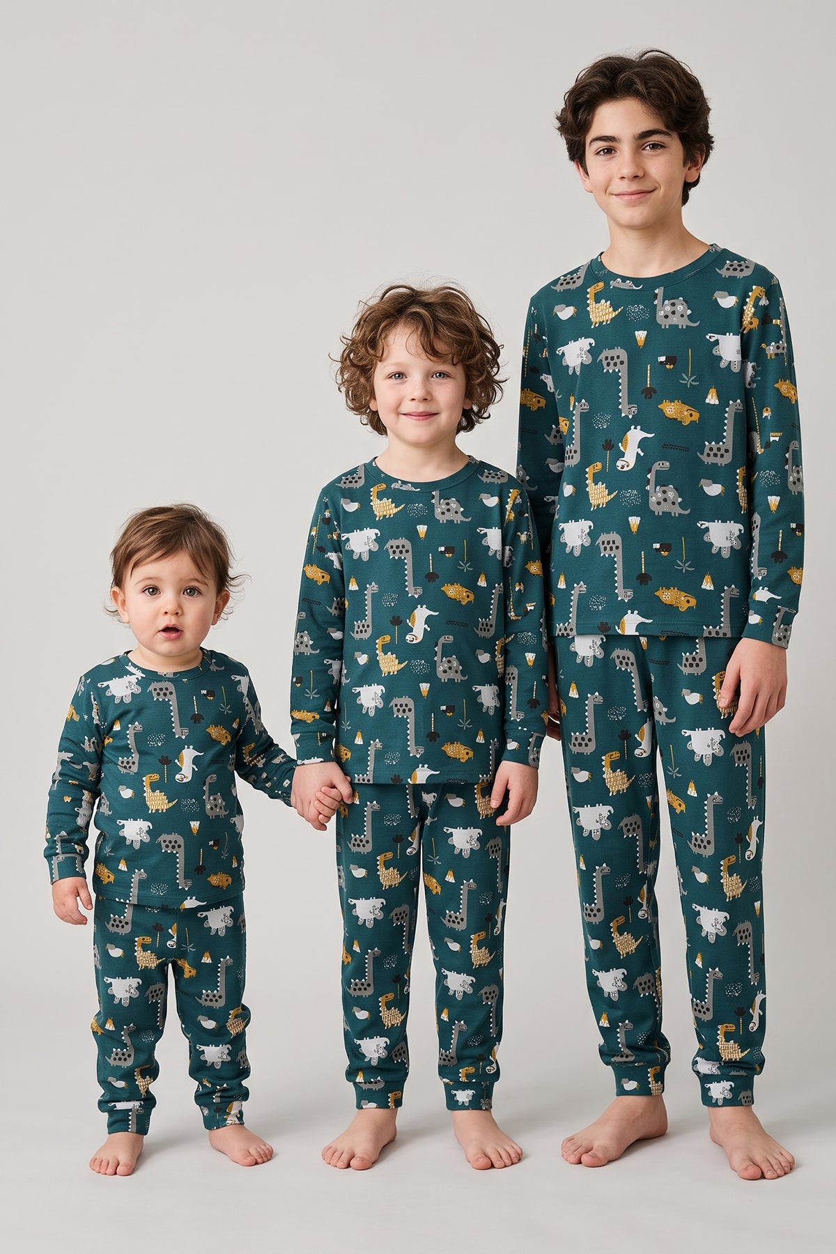 Erkek Çocuk %100 Pamuk Süprem Kumaş Uzun Kollu Mevsimlik Pijama Takımı
