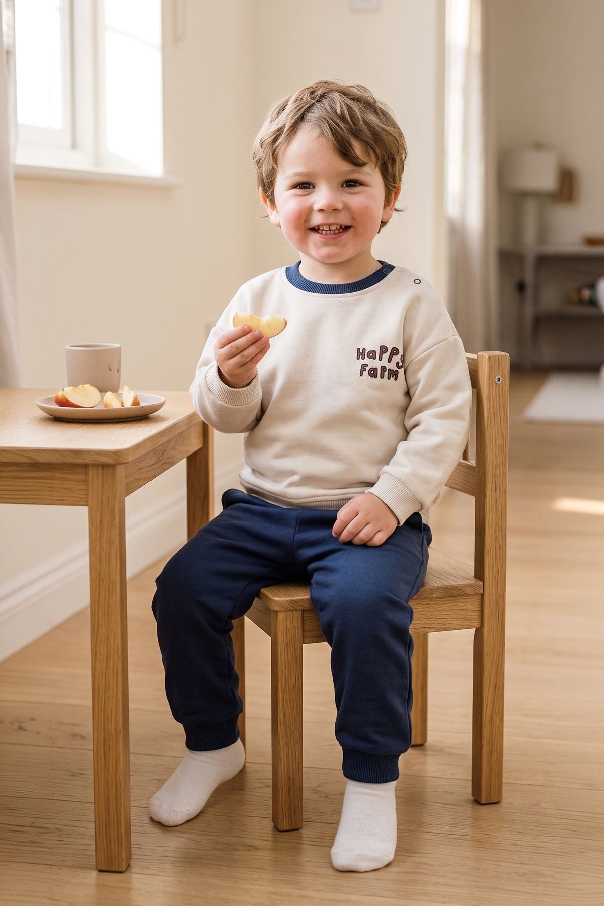Happy Farm Baskılı Erkek Bebek Sweatshirt Eşofman Alt Üst Takım