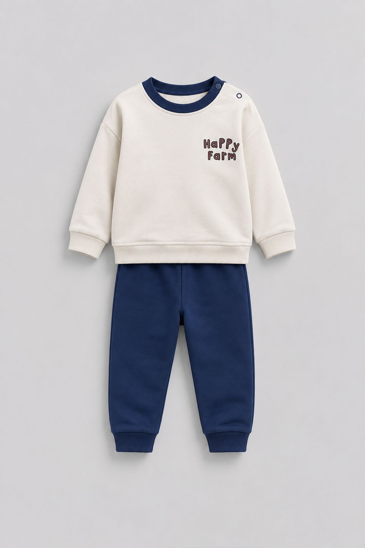 Happy Farm Baskılı Erkek Bebek Sweatshirt Eşofman Alt Üst Takım