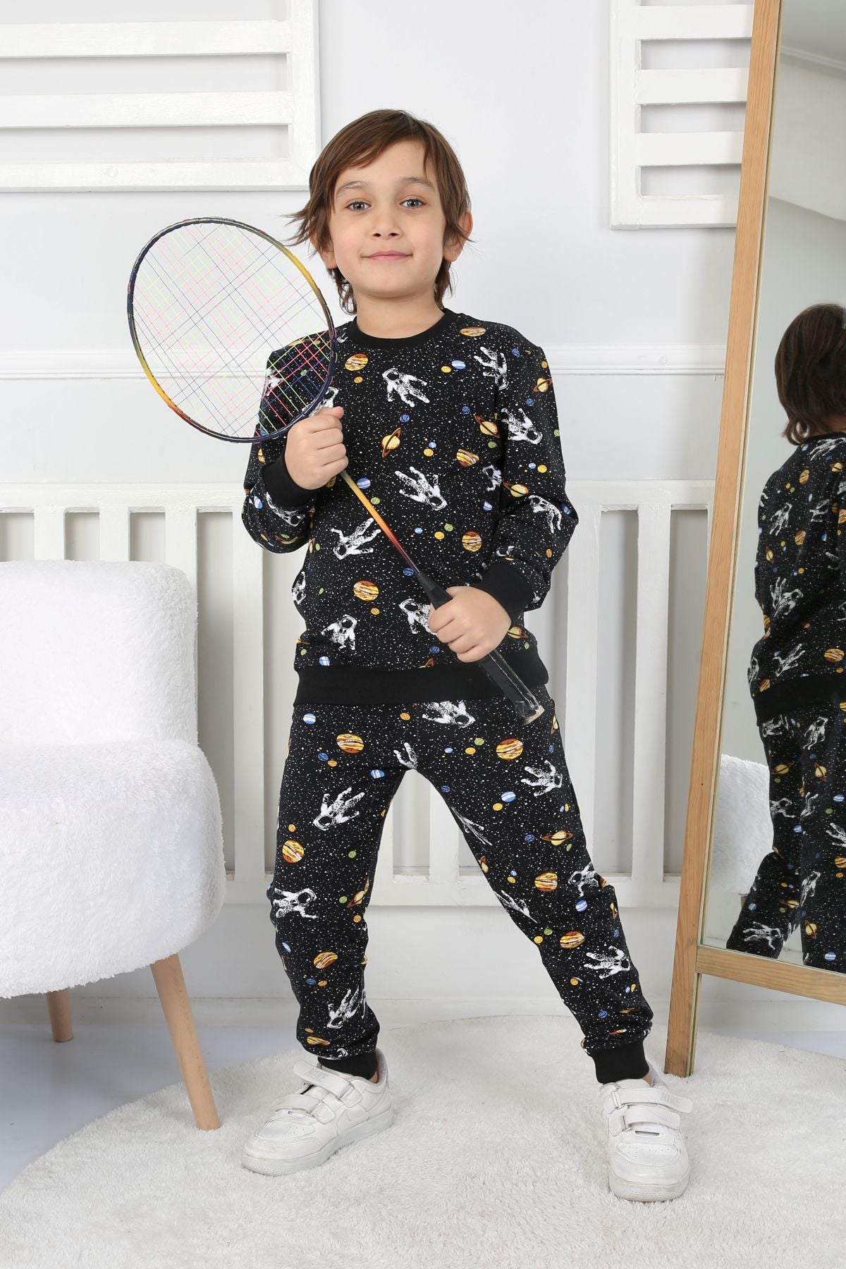 İki İplik Cepli Astronot Temalı Erkek Çocuk Pijama Takımı