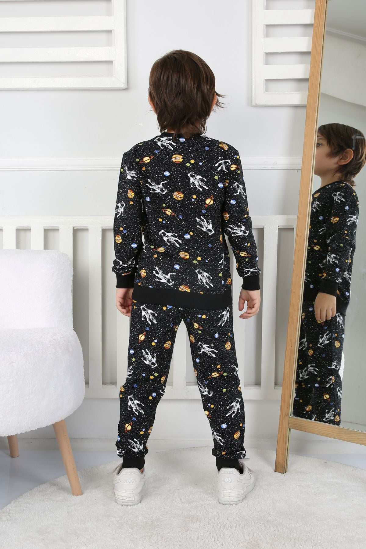 İki İplik Cepli Astronot Temalı Erkek Çocuk Pijama Takımı