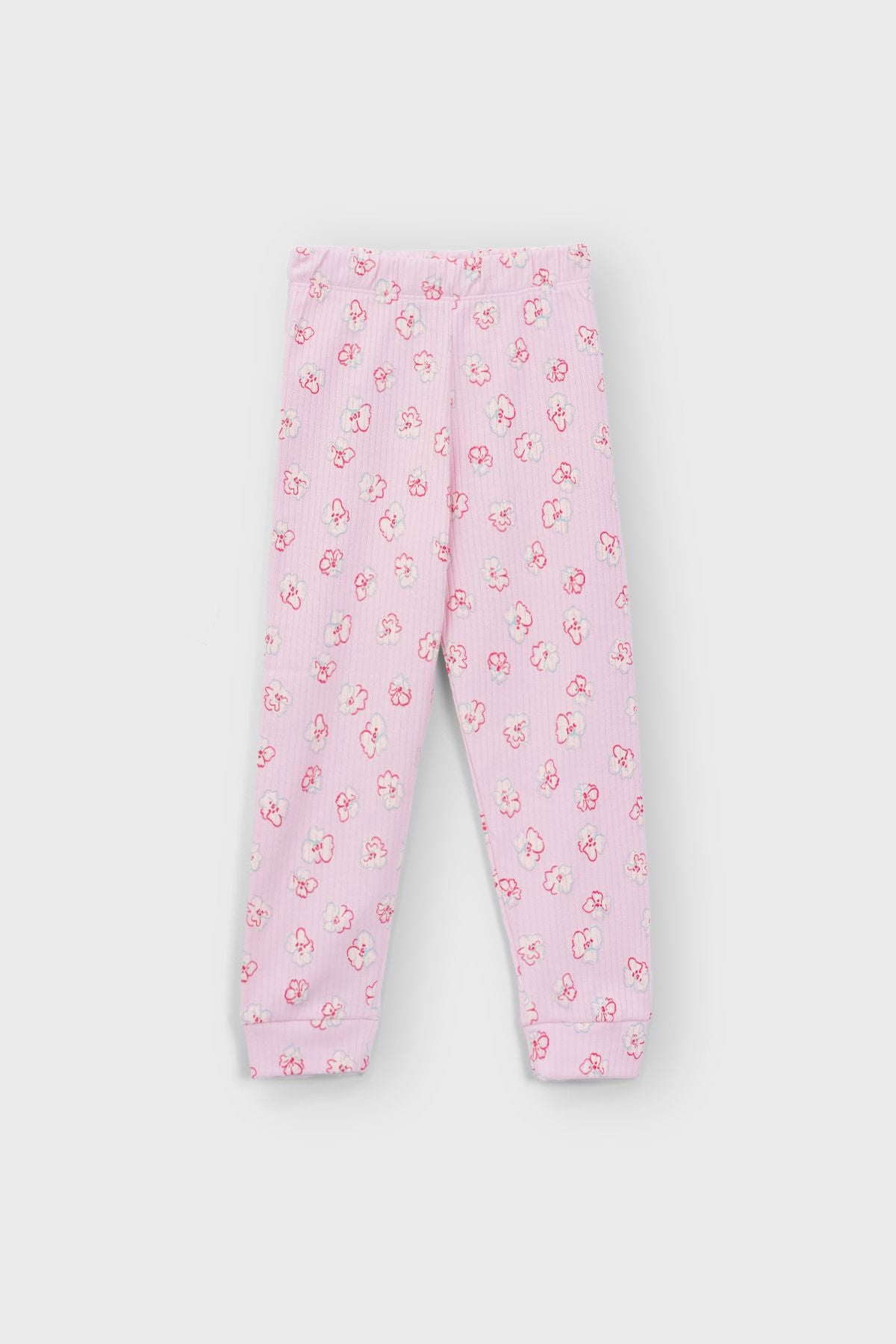 Kalp Desenli %100 Pamuk Kız Çocuk Pijama Takımı