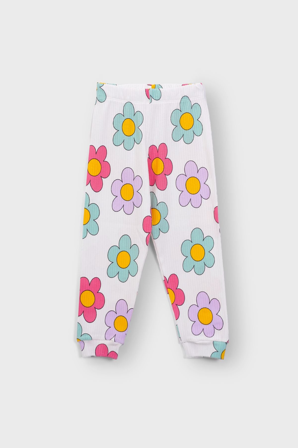 Kalp Desenli %100 Pamuk Kız Çocuk Pijama Takımı