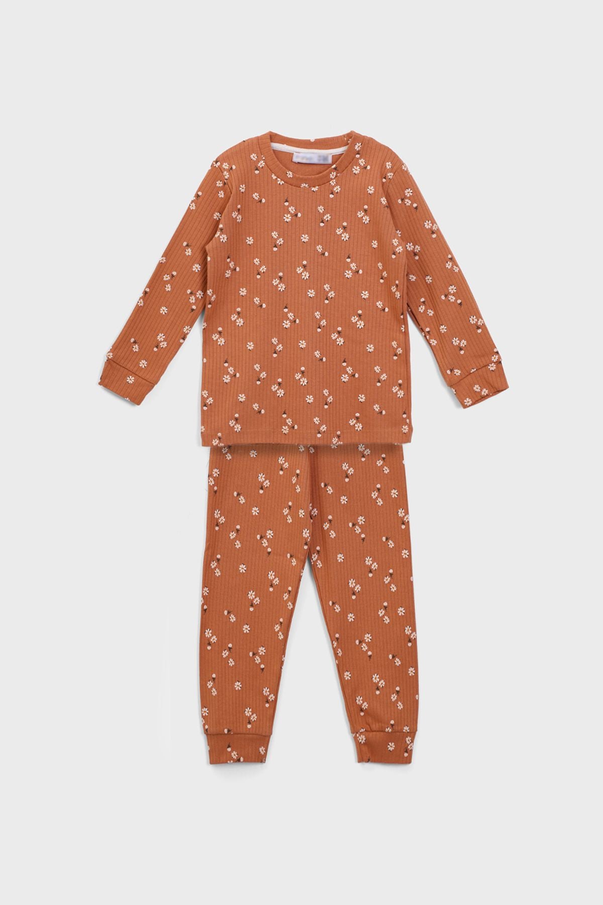 Kalp Desenli %100 Pamuk Kız Çocuk Pijama Takımı