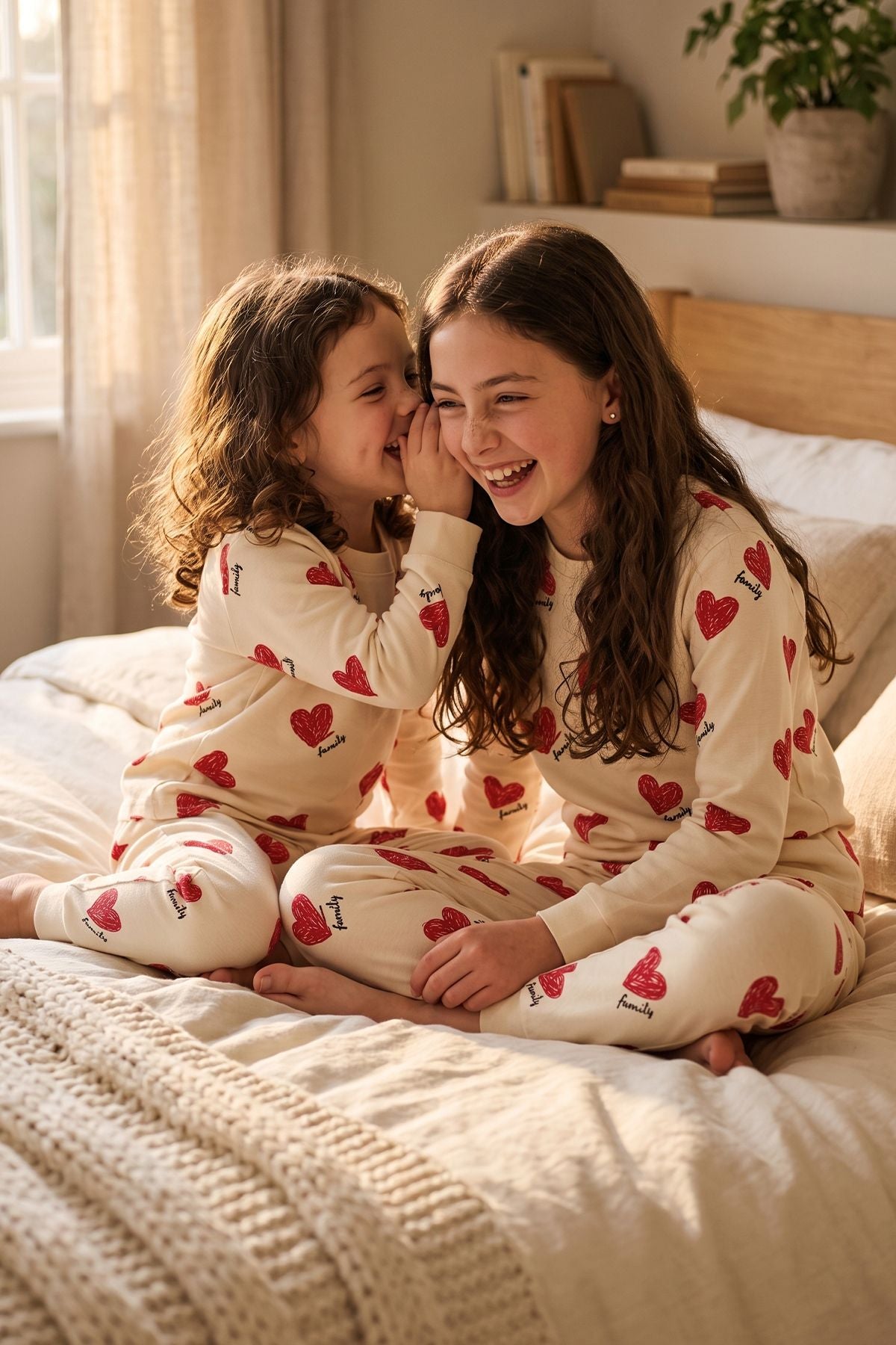 Minik Kalpler Family Desenli %100 Pamuk Kız Çocuk Pijama Takımı