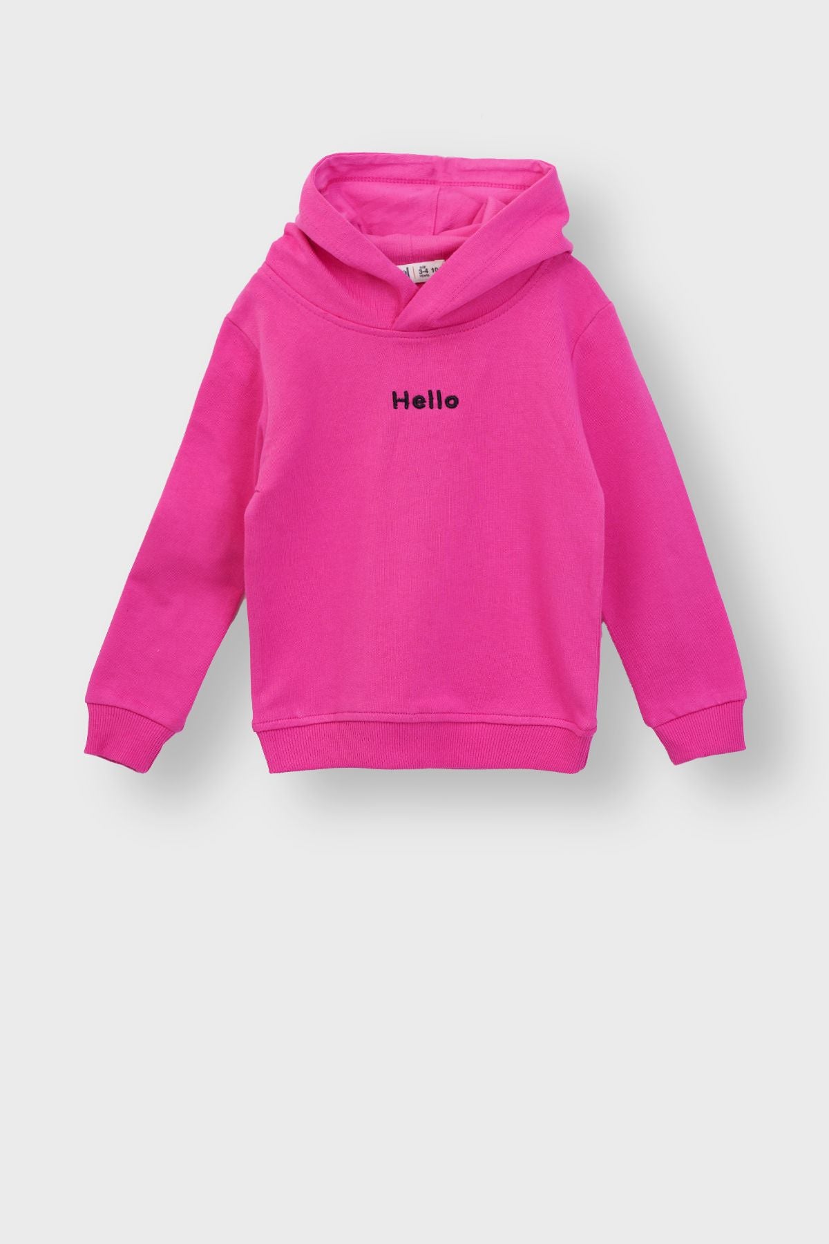 Kapüşonlu Hello Nakış Baskılı Basic Pembe Çocuk Eşofman Takımı