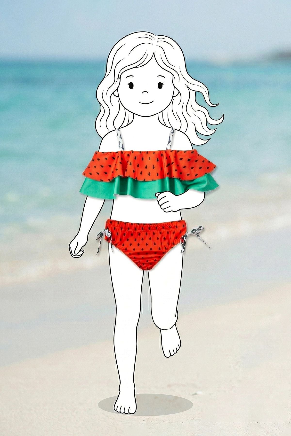 Karpuz Desenli kız Çocuk Mayo-Bikini Takımı