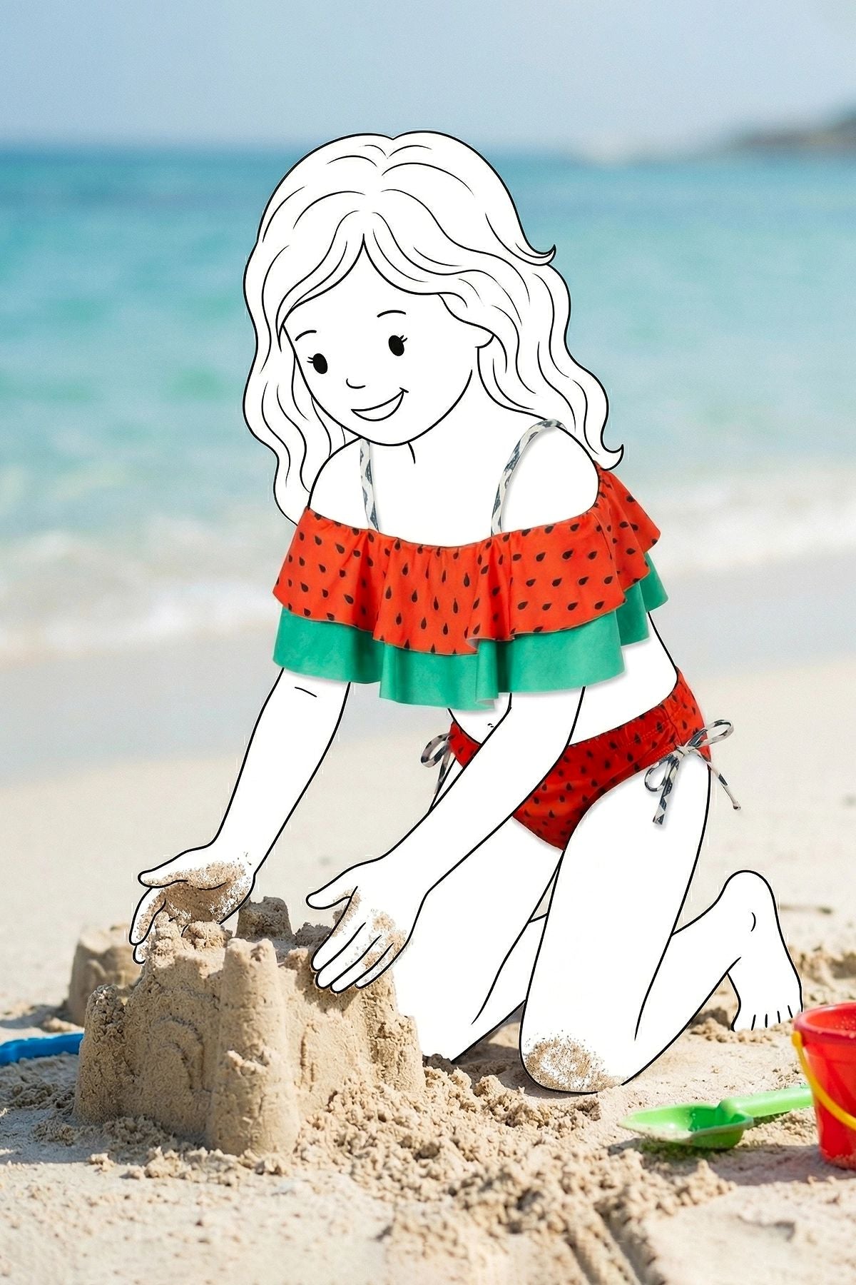 Karpuz Desenli kız Çocuk Mayo-Bikini Takımı