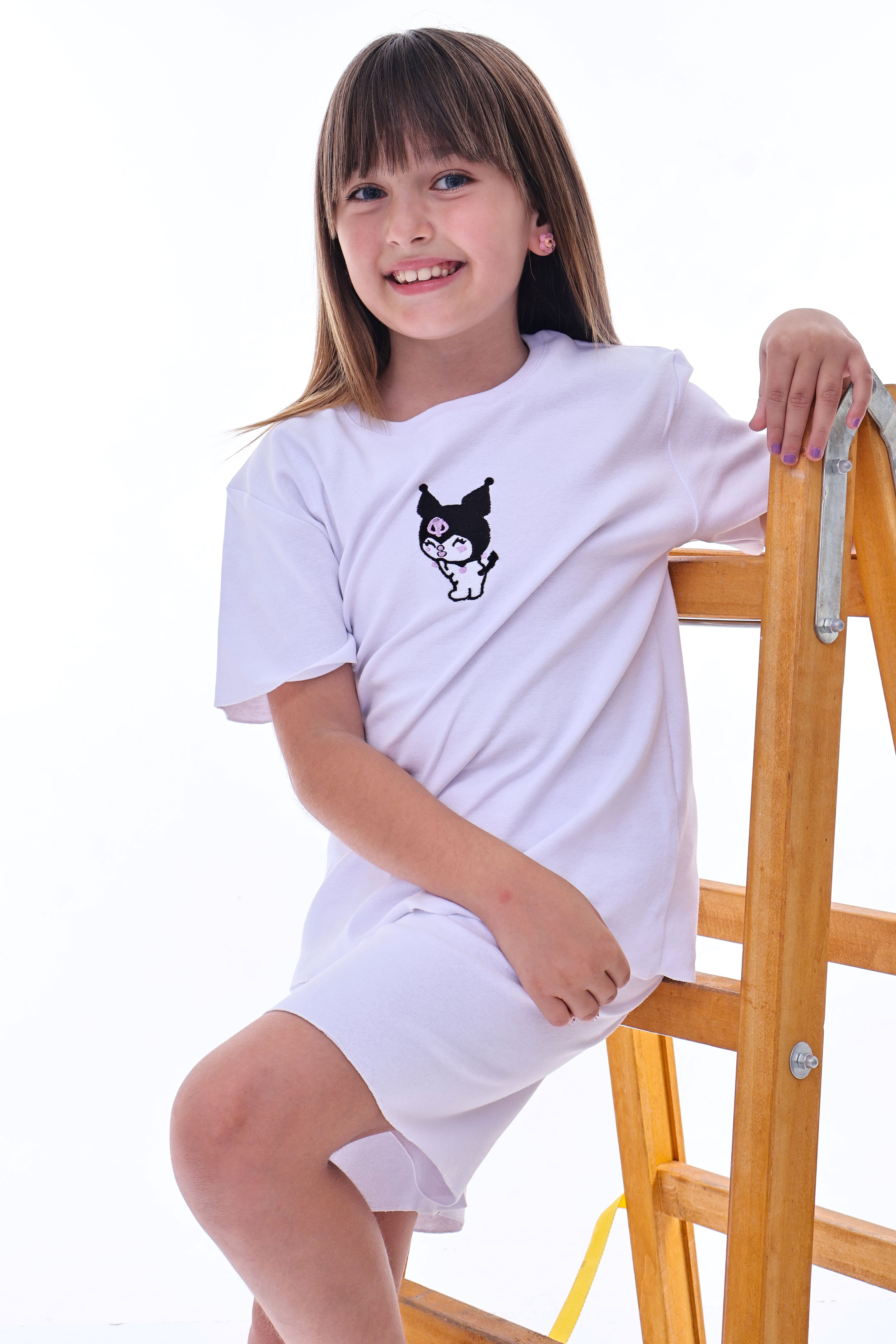 Ribana Beybi Overlok Detaylı Kuromi Nakışlı Alt-Üst Takım