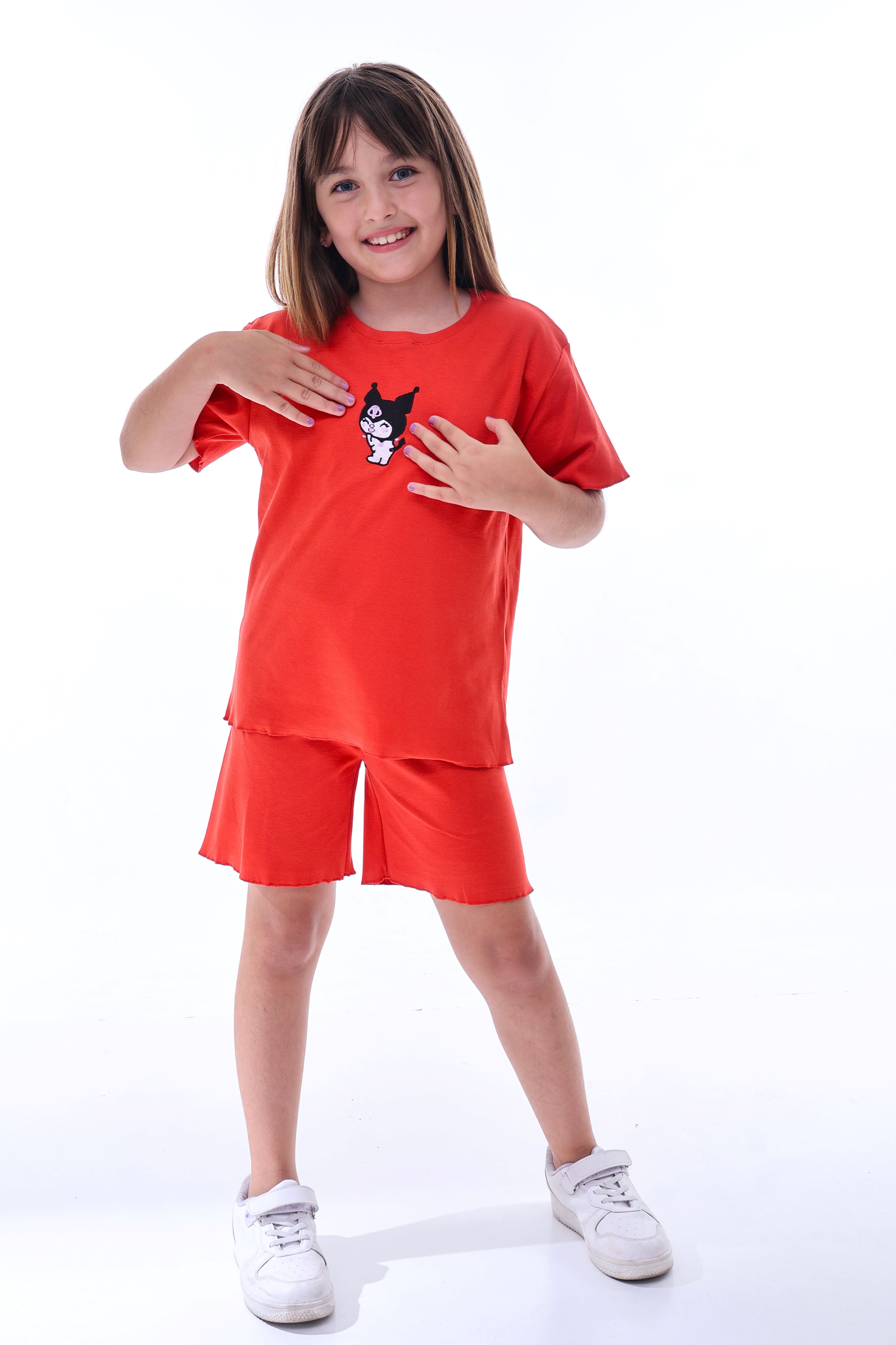 Ribana Beybi Overlok Detaylı Kuromi Nakışlı Alt-Üst Takım