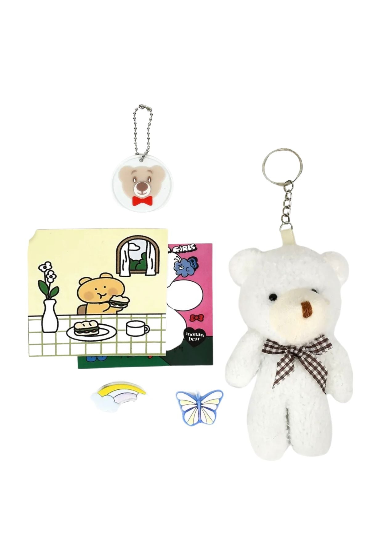 Kawaii Kore Tarzı Çok Gözlü Peluş Ayı Detaylı Okul - Sırt Çantası