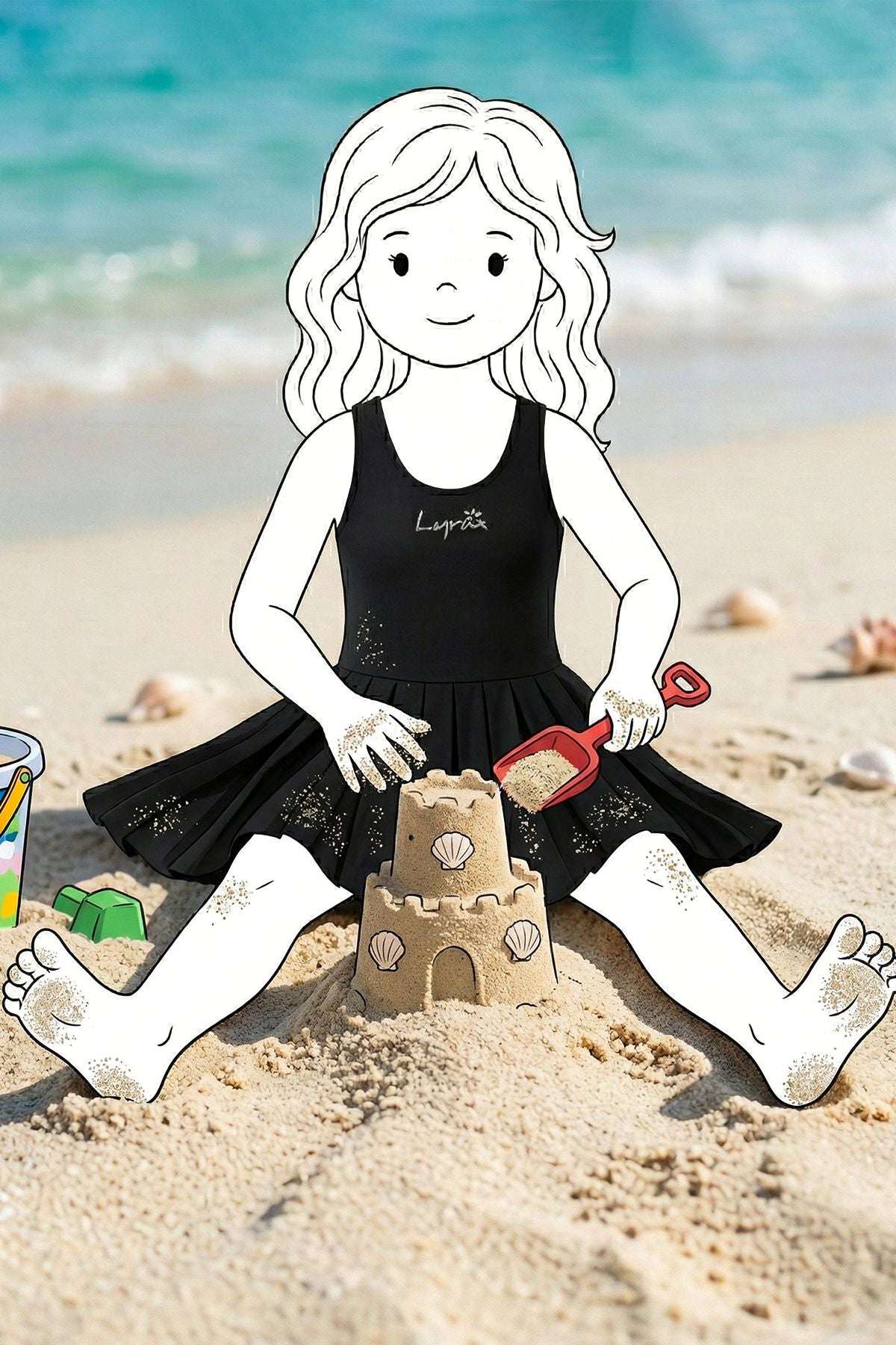 Kız Çocuk Siyah Pilili Etekli Spor Elbise