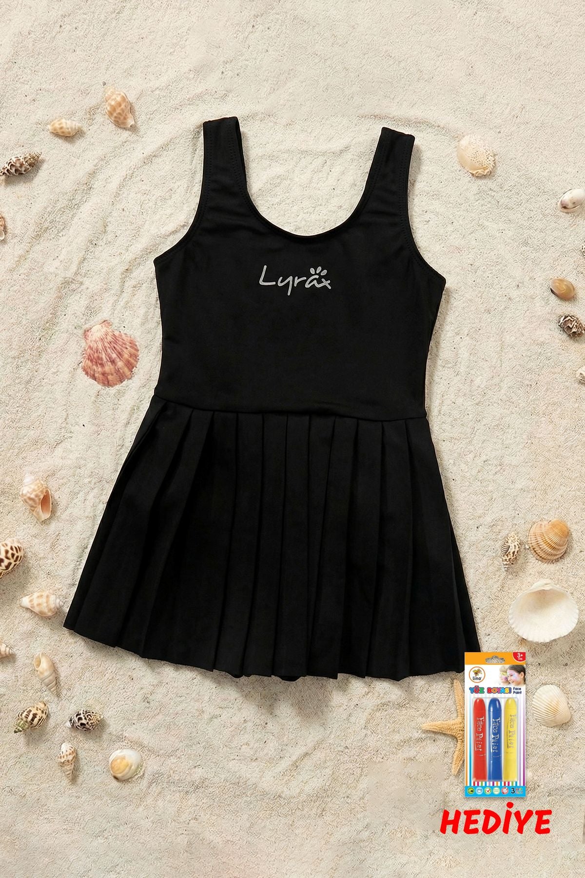 Kız Çocuk Siyah Pilili Etekli Spor Elbise