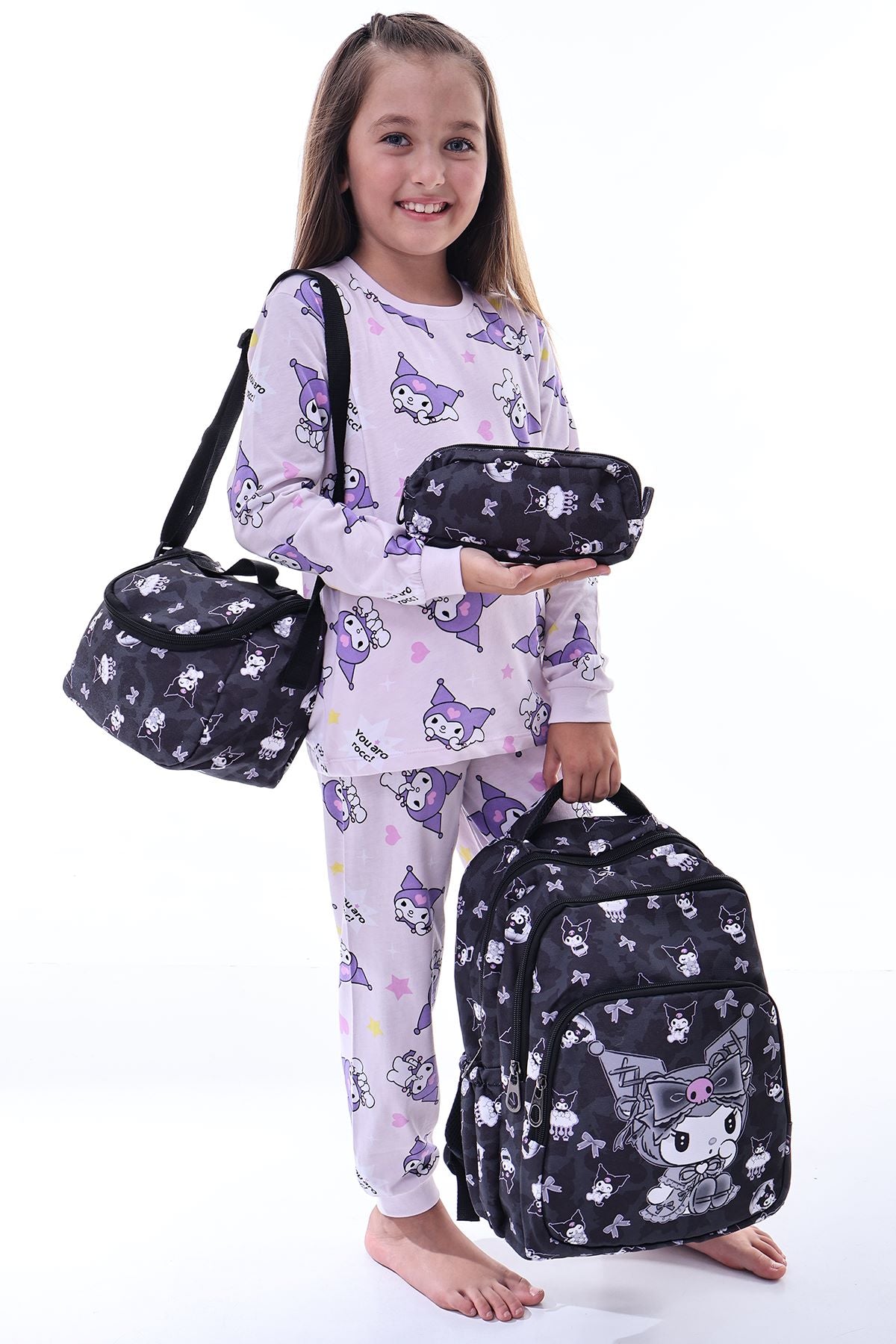 Kuromi İle Okula Dönüş Seti ( Sırt Çantası - Beslenme Çantası - Kalemlik )