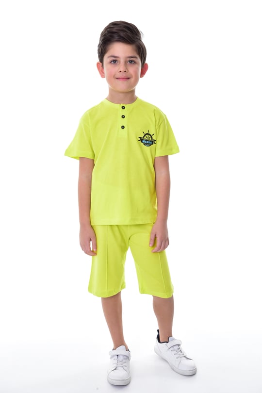 Marine Dümen Desenli Erkek Çocuk Şort Tkımı