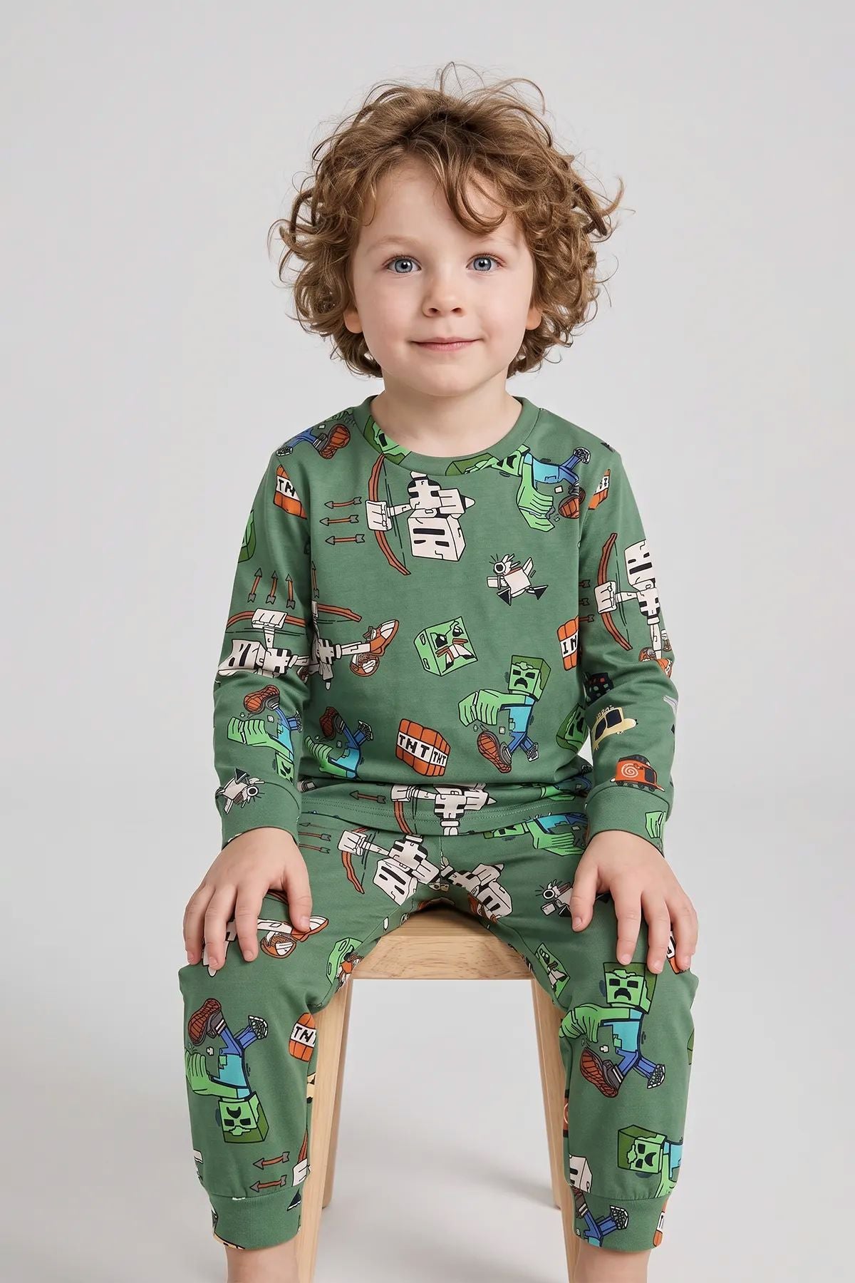 Computer Game Desenli Erkek Çocuk Pijama Takımı