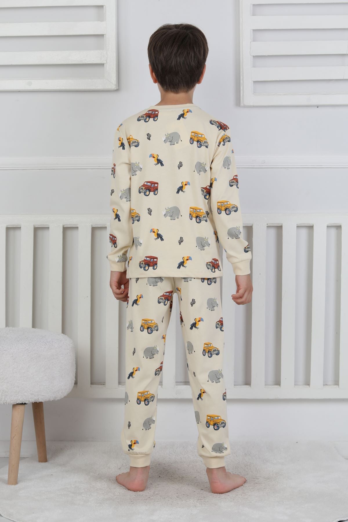 Mini Safari Desenli Erkek Çocuk Pijama Takımı