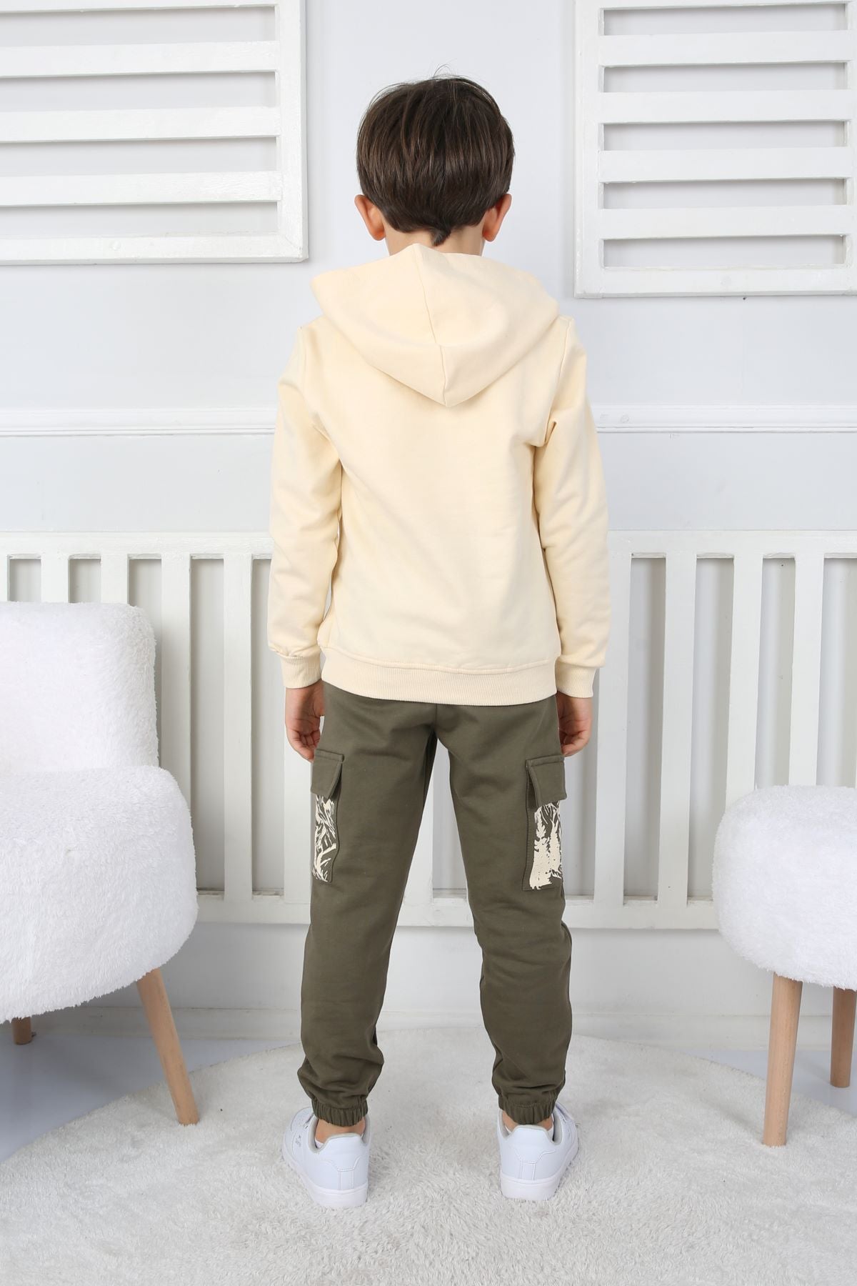 Moving Forward Kargo Cep Kapüşonlu 2 İplik Şardonlu Alt-Üst Erkek Çocuk Eşofman Takımı