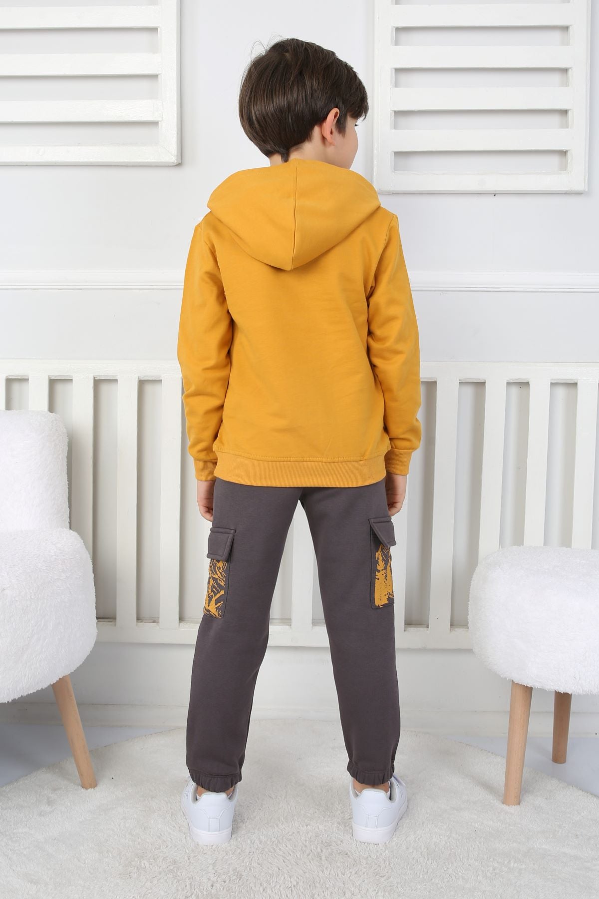 Moving Forward Kargo Cep Kapüşonlu 2 İplik Şardonlu Alt-Üst Erkek Çocuk Eşofman Takımı