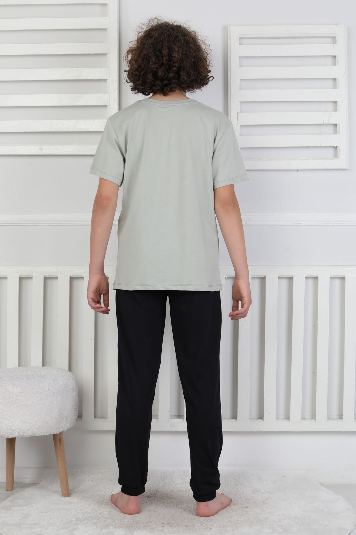 Night Vision Blok Baskılı Kısa Kollu Erkek Çocuk Pijama Takımı