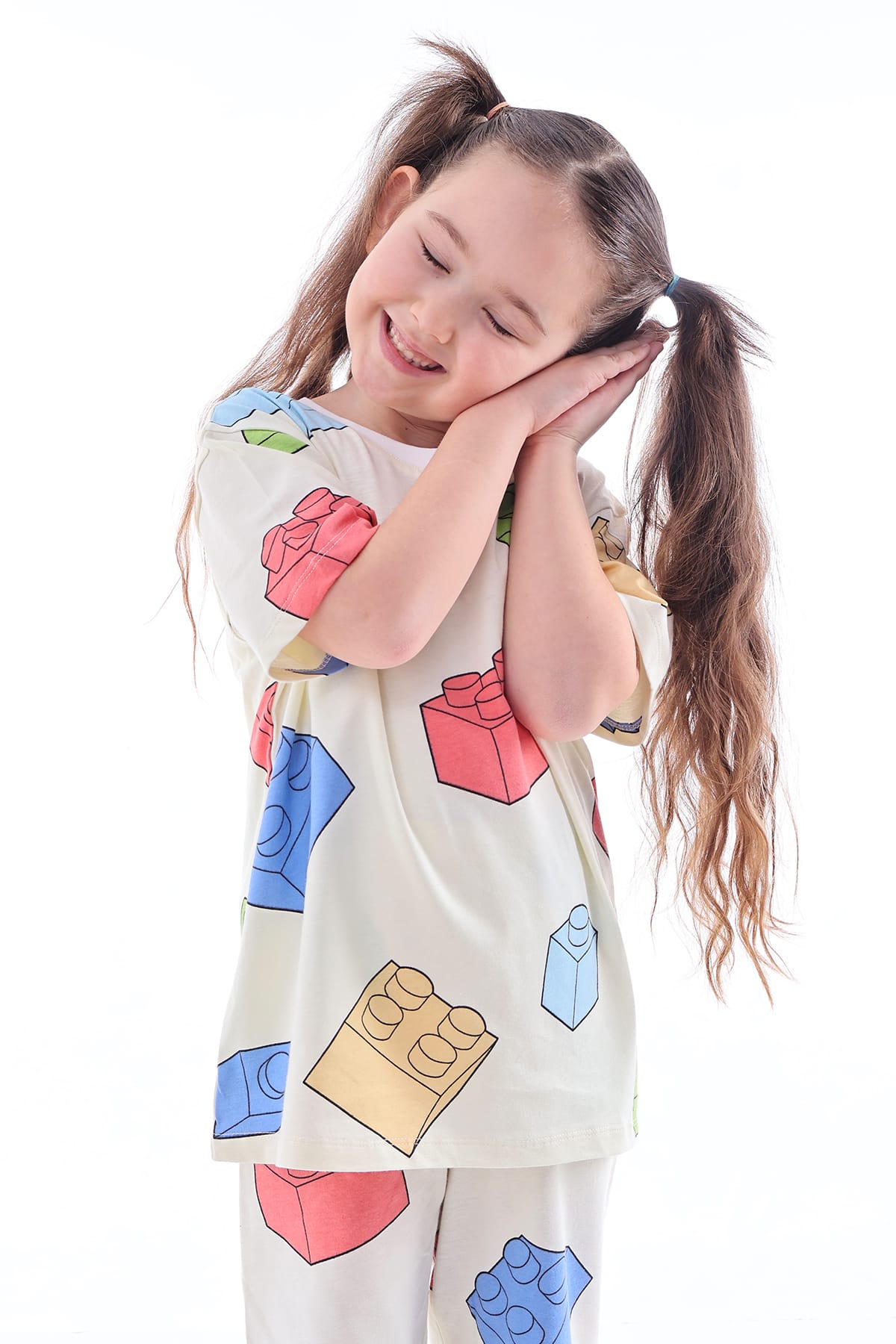 Renk Blokları Desenli Çocuk Pijama Takımı