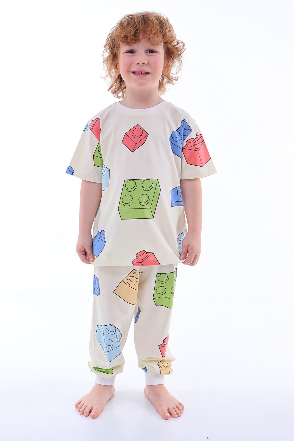 Renk Blokları Desenli Çocuk Pijama Takımı