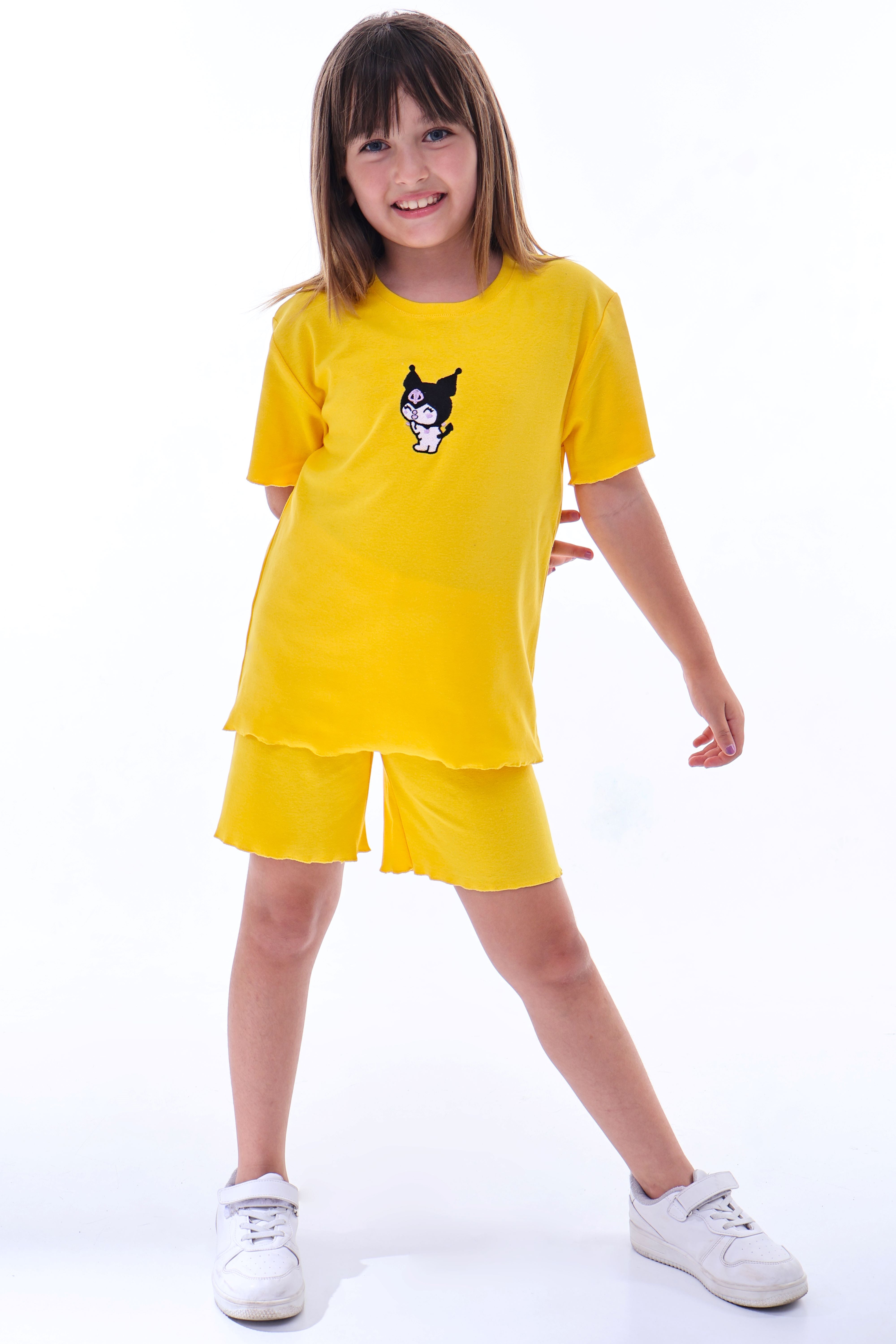 Ribana Beybi Overlok Detaylı Kuromi Nakışlı Alt-Üst Takım