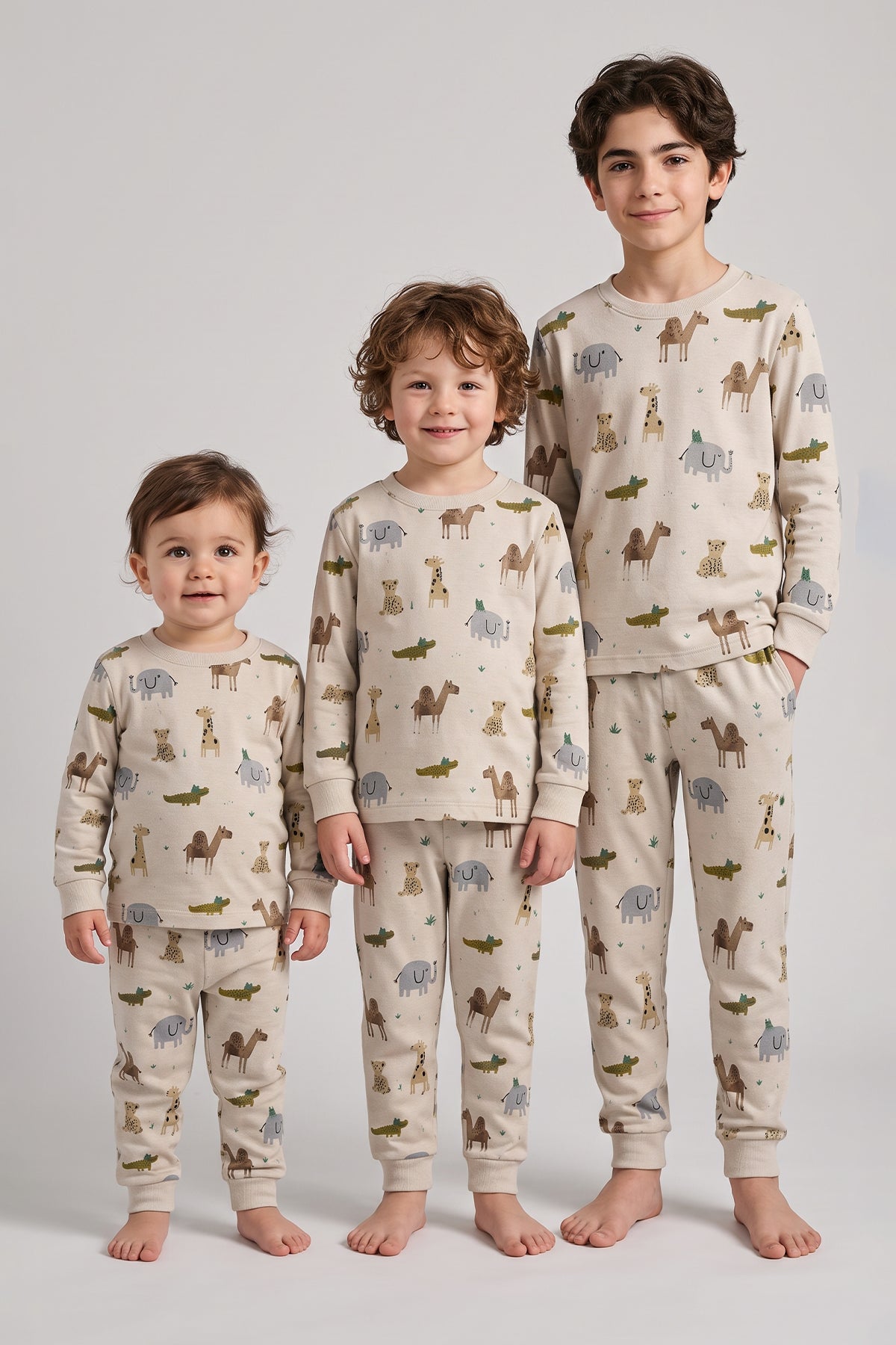 Erkek Çocuk %100 Pamuk Süprem Kumaş Uzun Kollu Mevsimlik Pijama Takımı