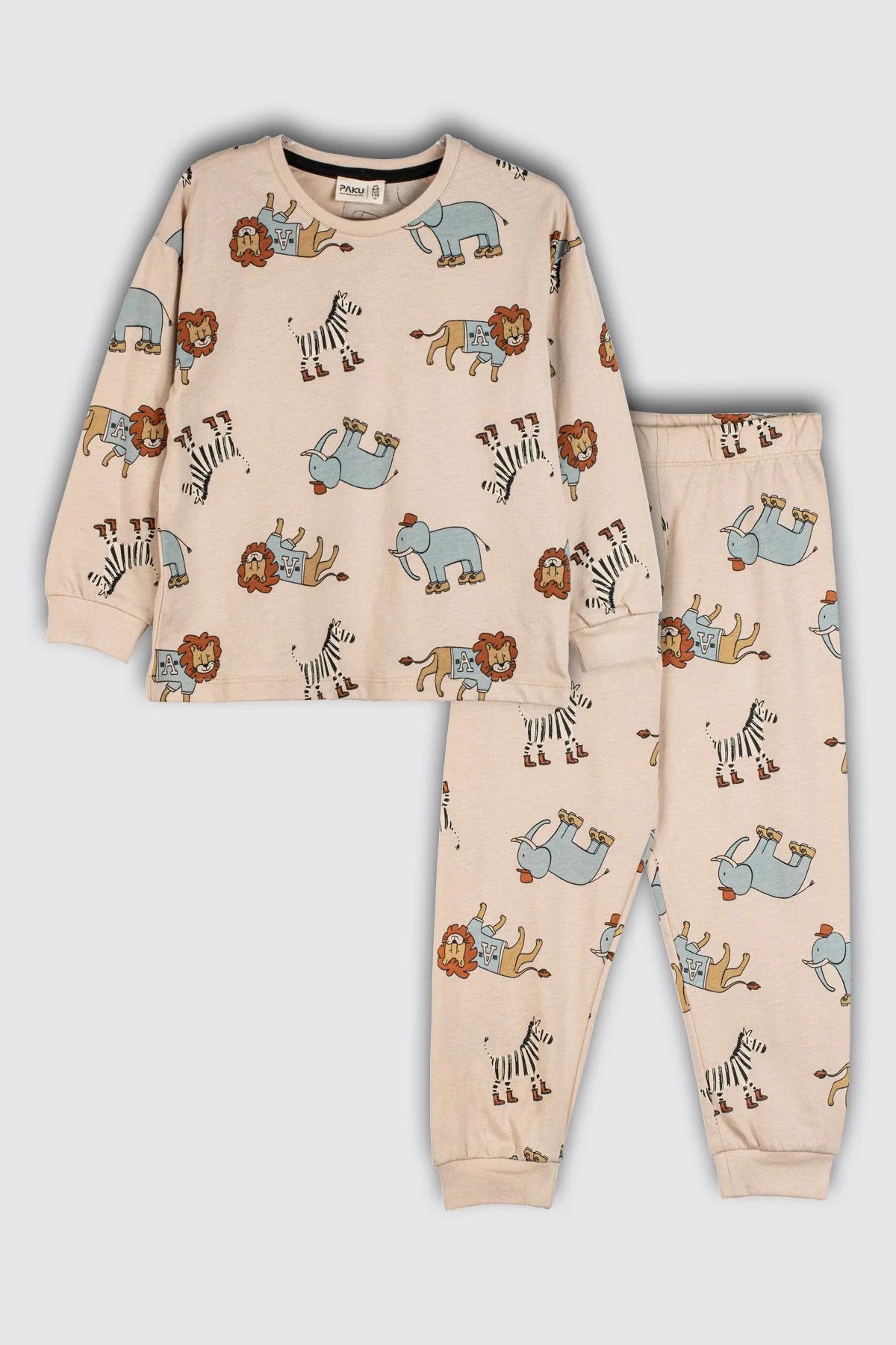 Sevimli Animal (Aslan-Zebra-Fil) Desenli Erkek Pijama Takımı