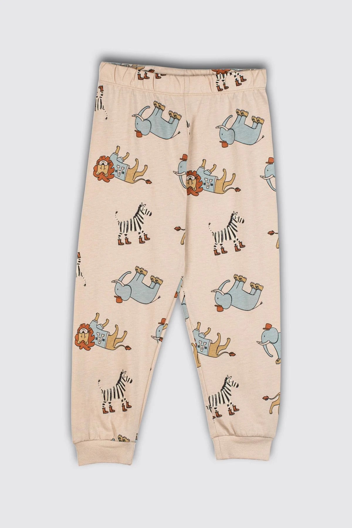 Sevimli Animal (Aslan-Zebra-Fil) Desenli Erkek Pijama Takımı