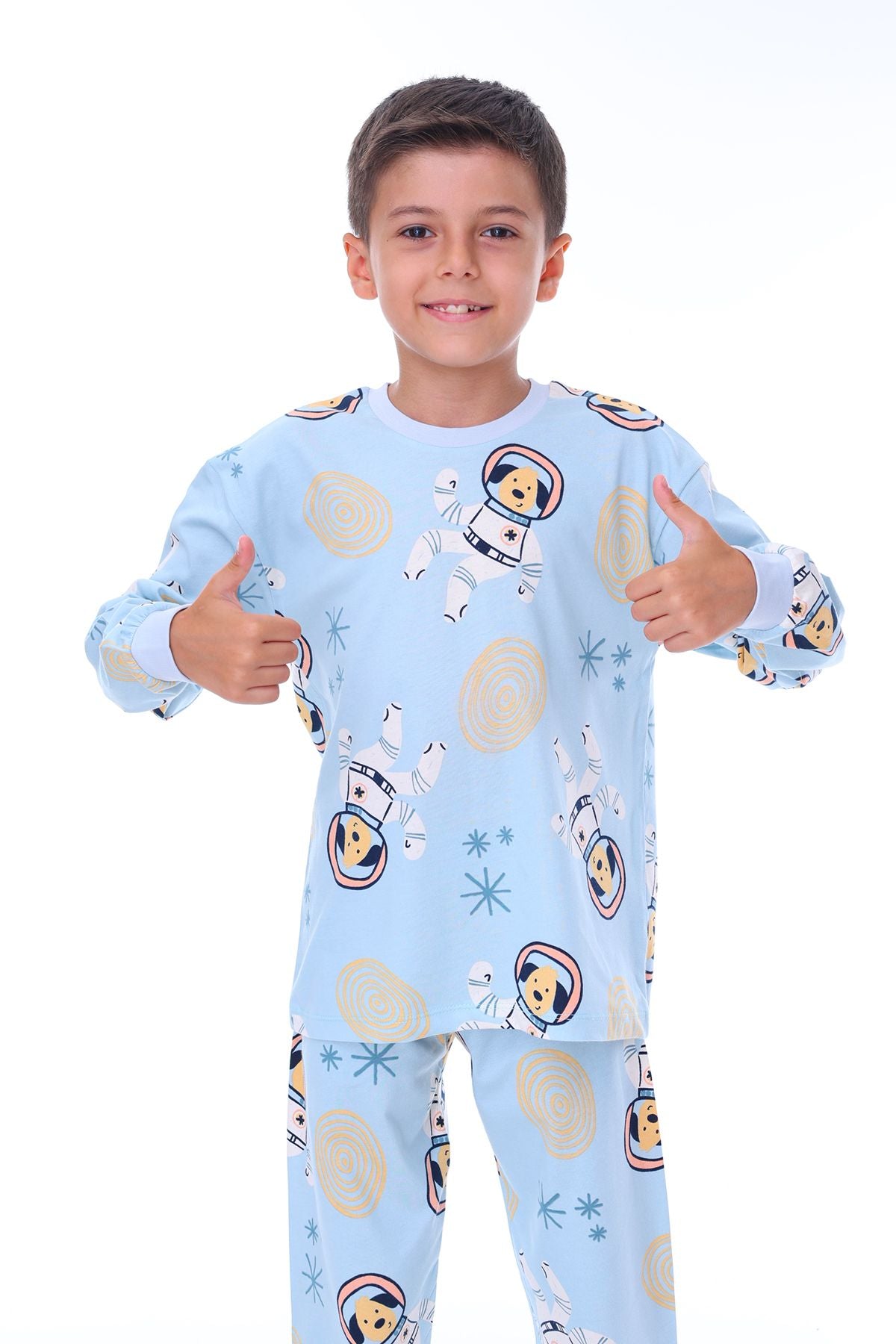 Sevimli Astronot Bobi Mavi Çocuk Pijama Takımı