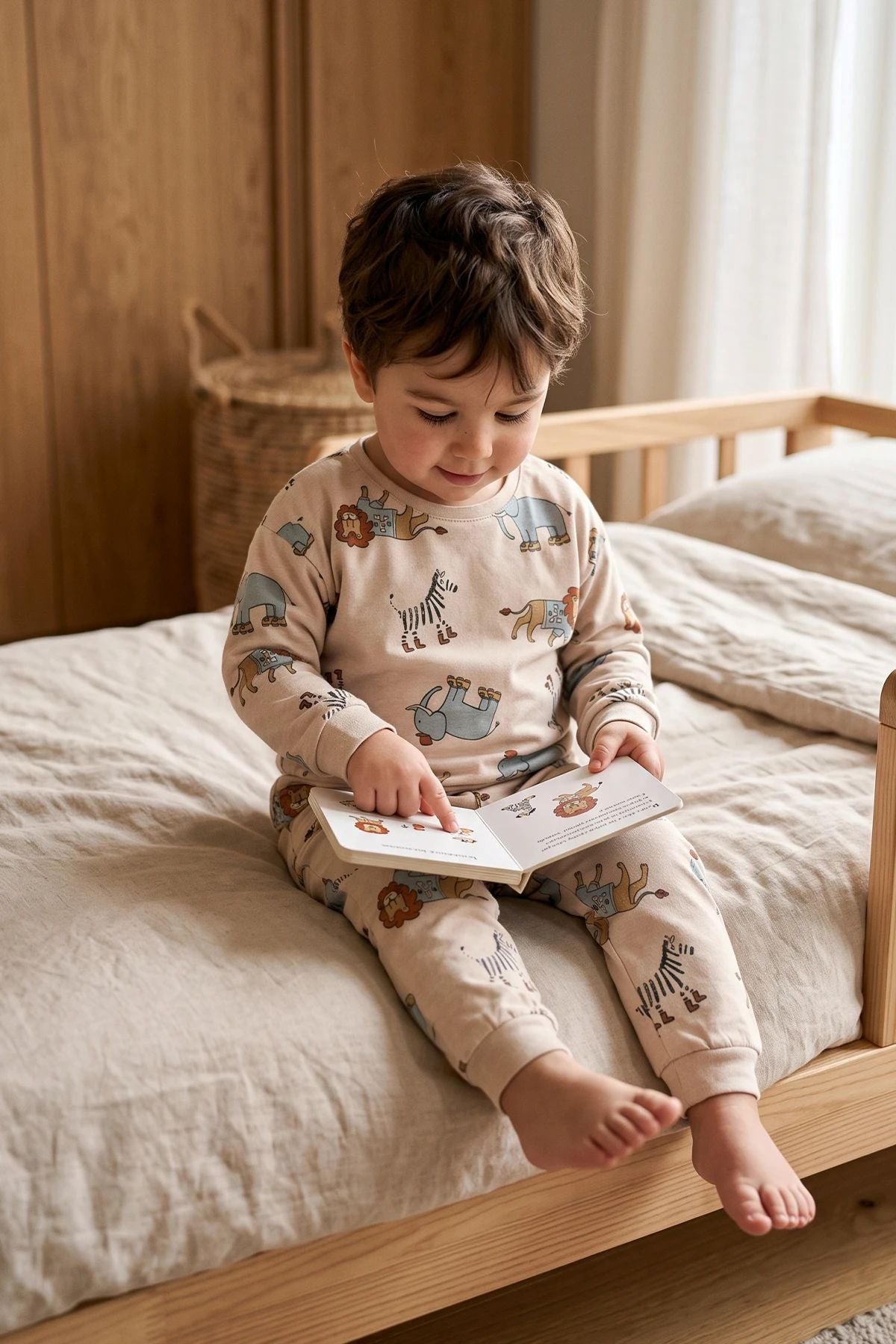Sevimli Animal (Aslan-Zebra-Fil) Desenli Erkek Pijama Takımı