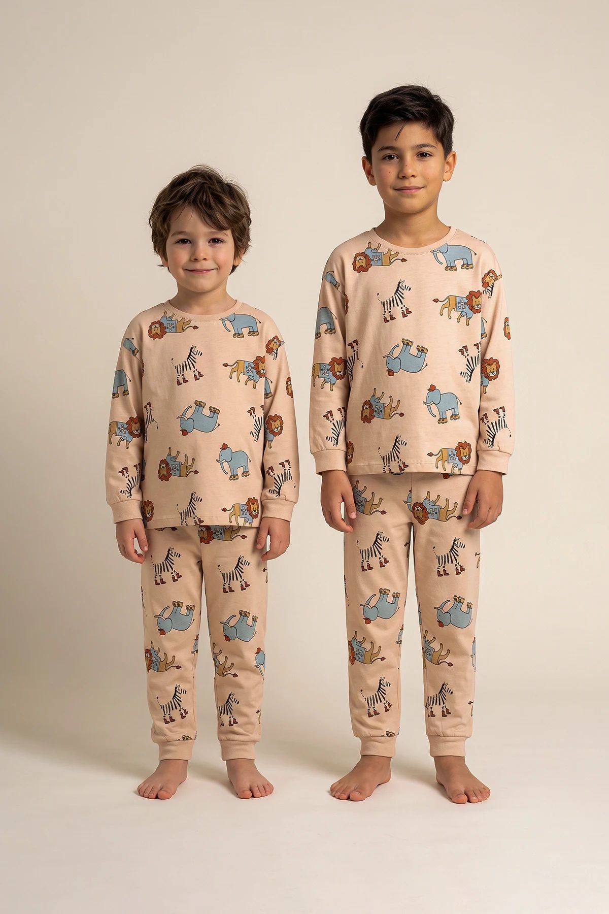 Sevimli Animal (Aslan-Zebra-Fil) Desenli Erkek Pijama Takımı