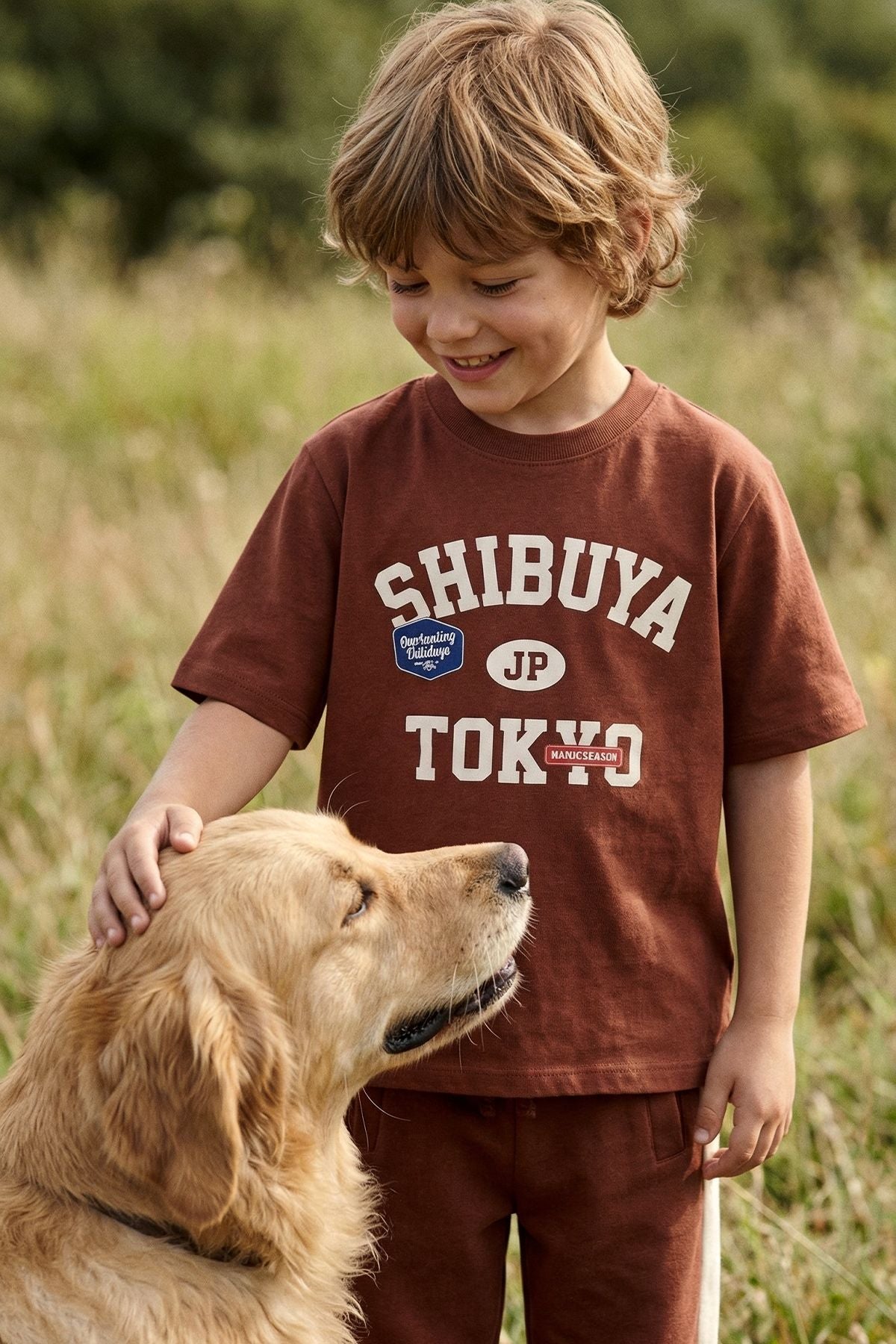Shibuya Tokyo Baskılı Çocuk Alt - Üst Takım – Kahverengi