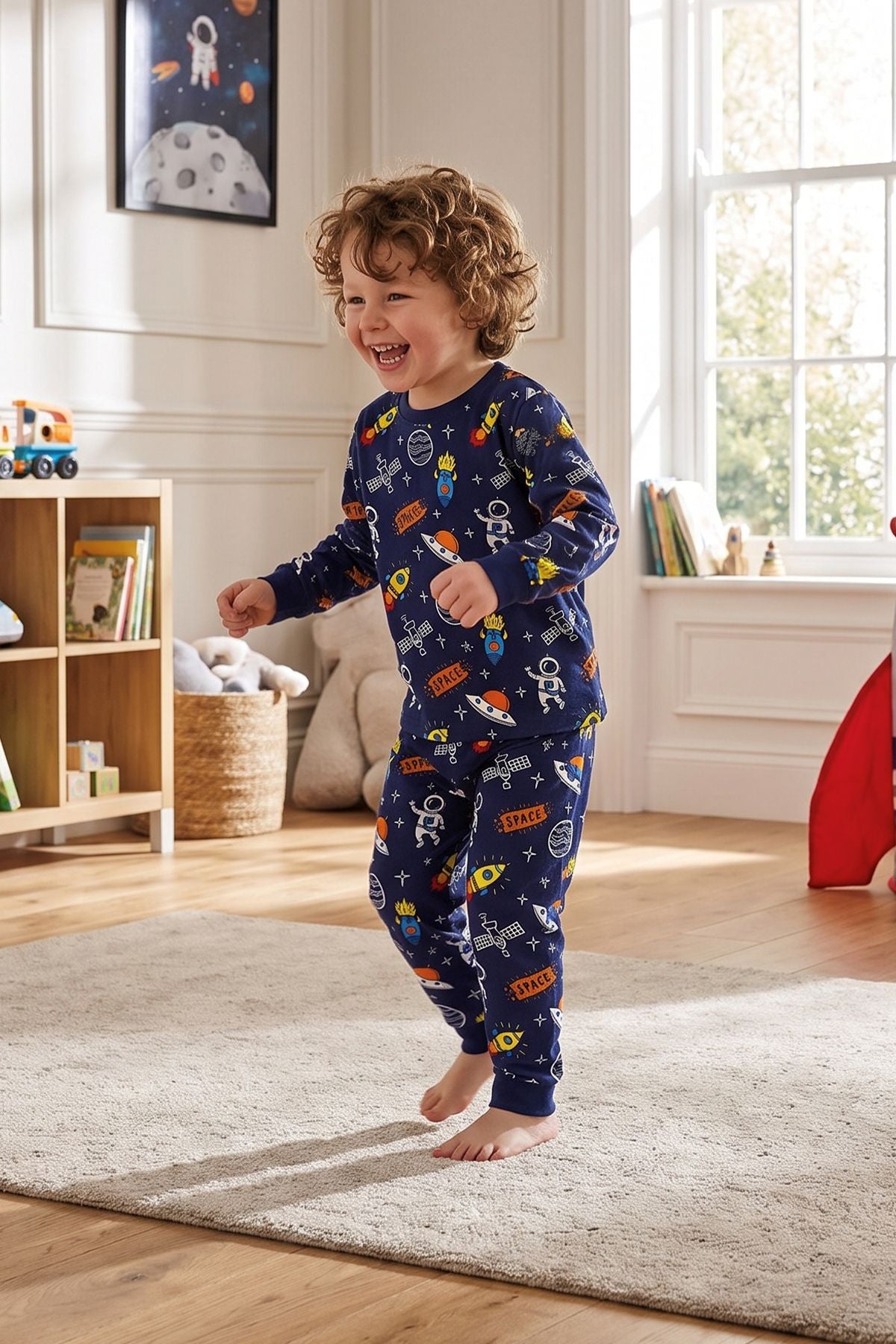 Space Uzay Desenli Uzun kollu Erkek Çocuk Pijama Takımı