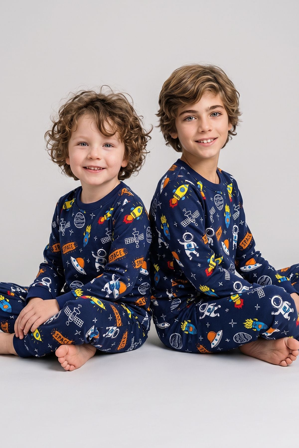 Space Uzay Desenli Uzun kollu Erkek Çocuk Pijama Takımı