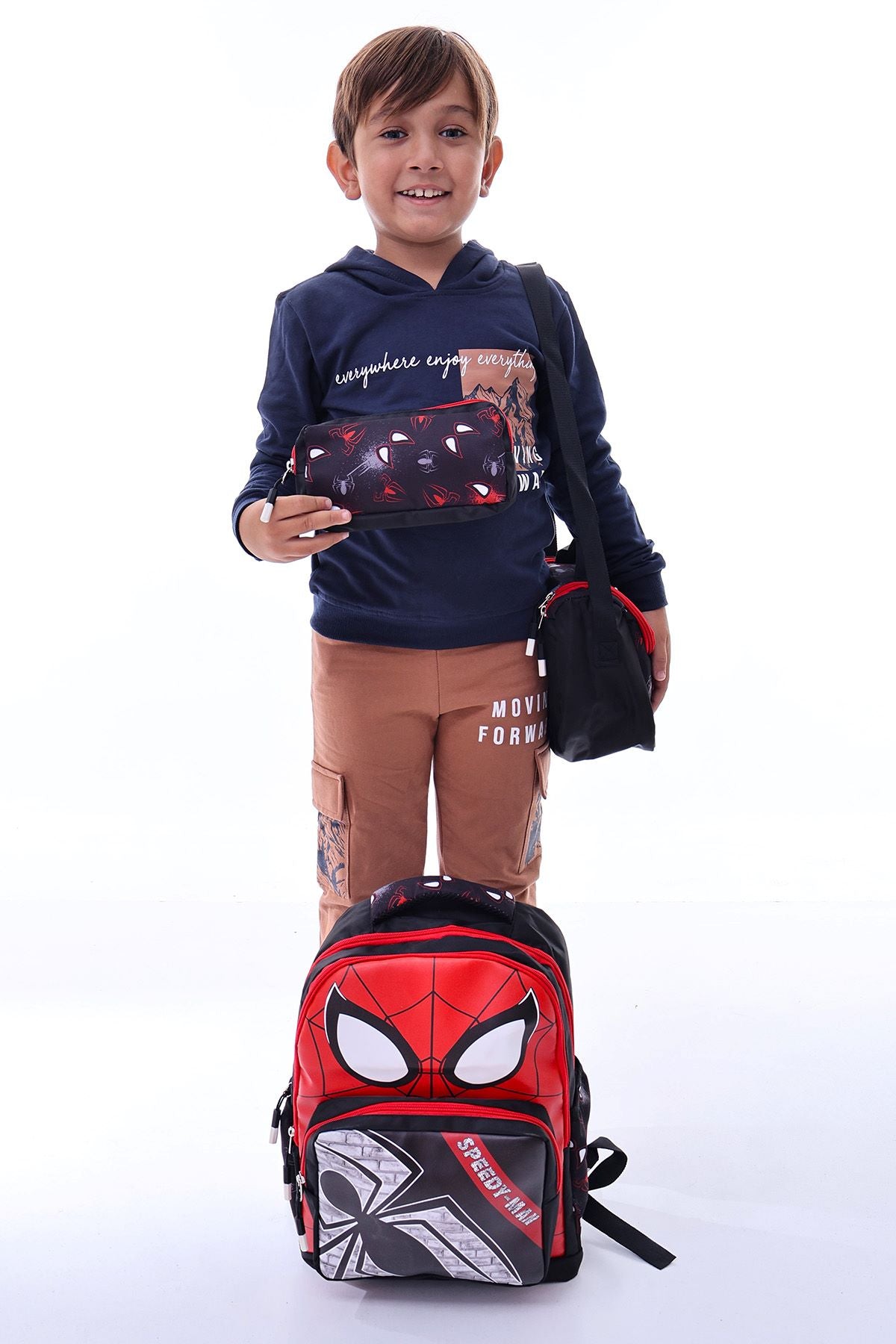 Süper Kahramanlar Temalı Erkek Çocuk Okul Çanta Seti ( Okul Çantası - Beslenme Çantası - Kalemlik )