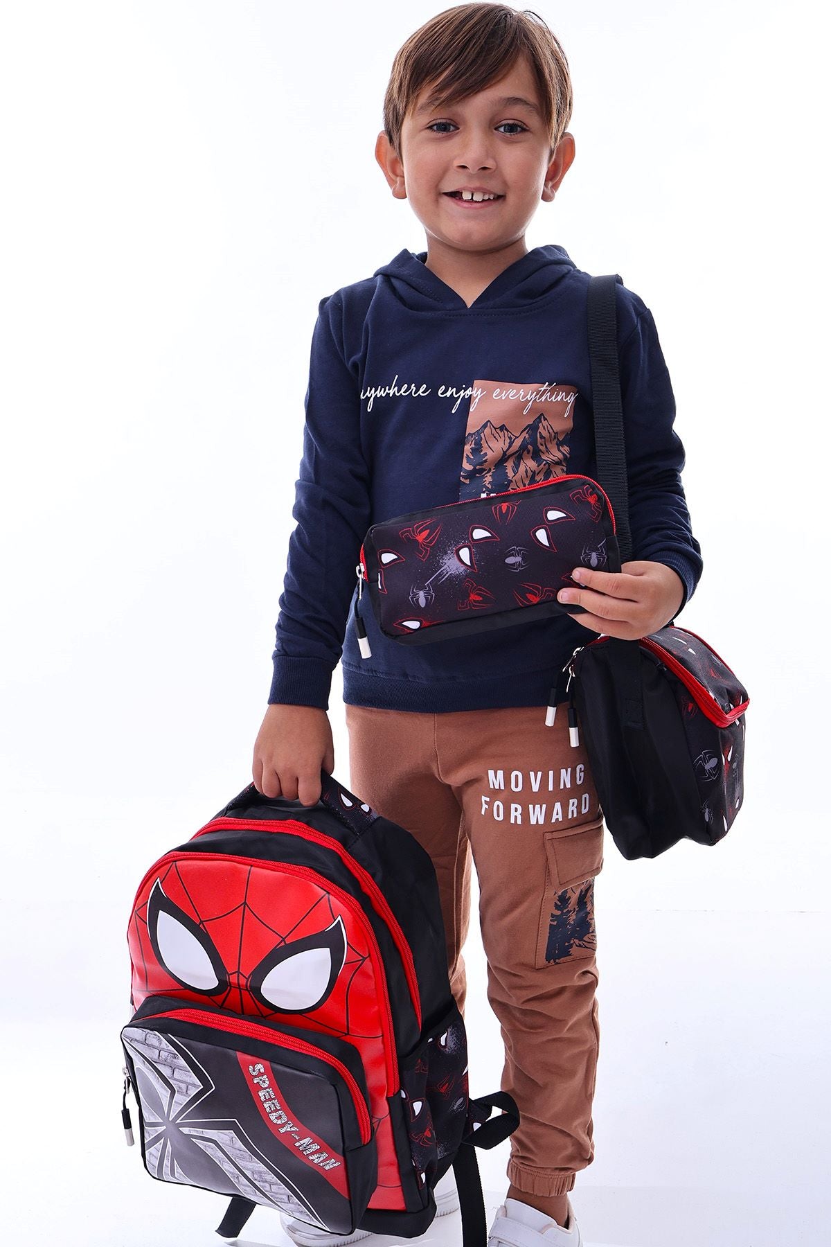 Süper Kahramanlar Temalı Erkek Çocuk Okul Çanta Seti ( Okul Çantası - Beslenme Çantası - Kalemlik )